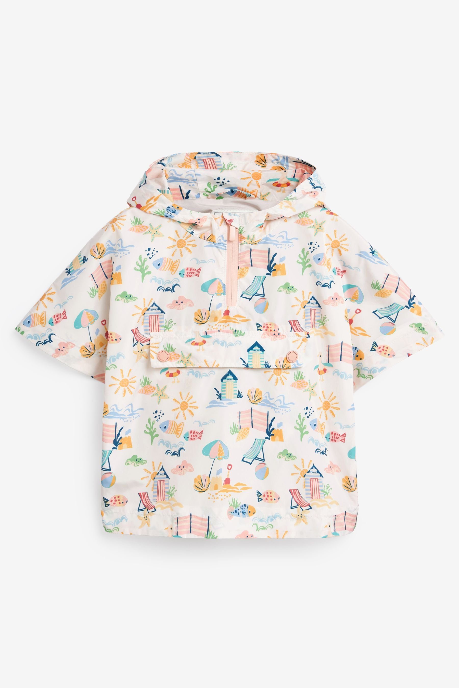 Next Poncho Wasserabweisender, verstaubarer Poncho mit Print (1-St) Cream Character Beach