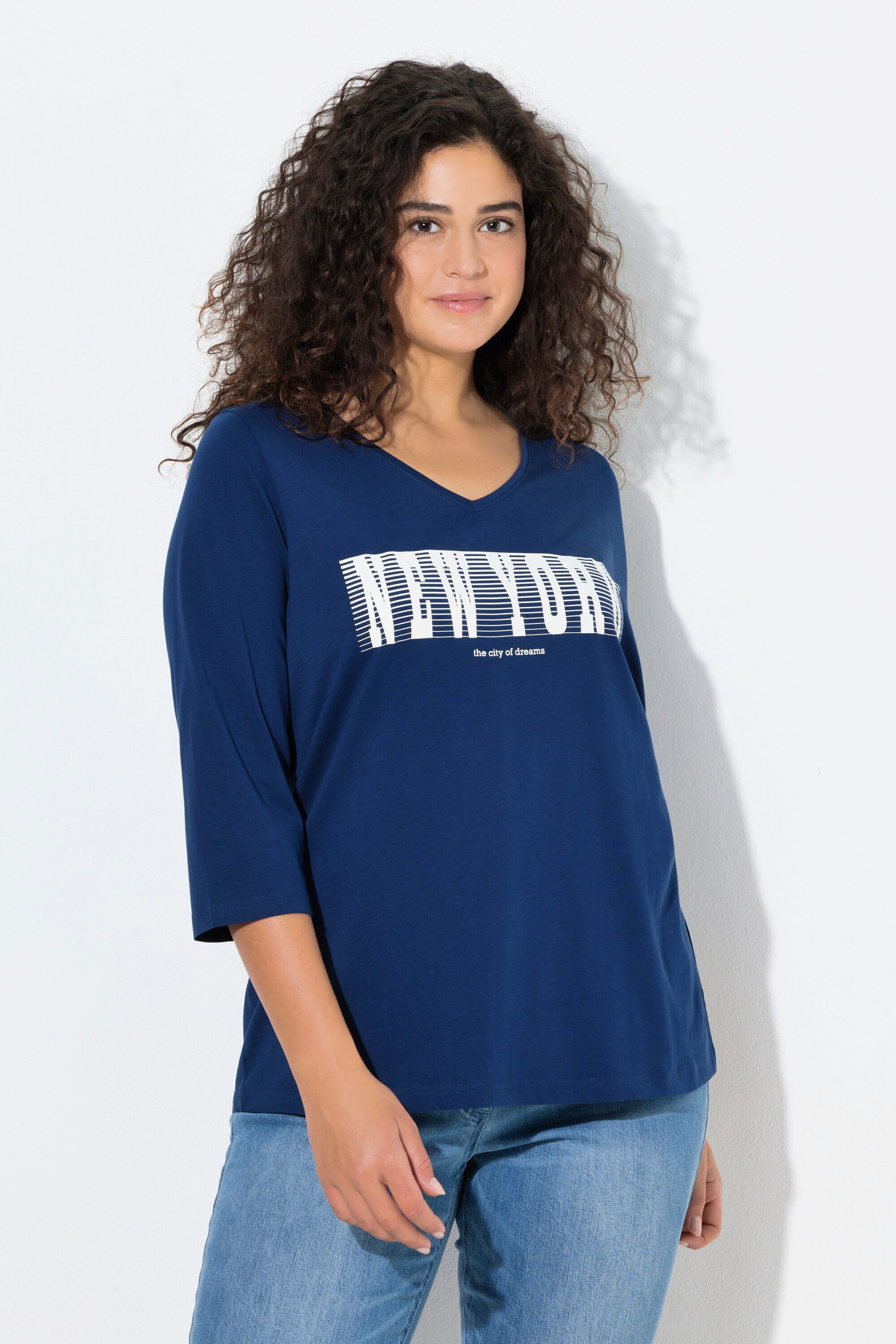 T-Shirt Shirt New York Slim V-Ausschnitt 3/4-Arm