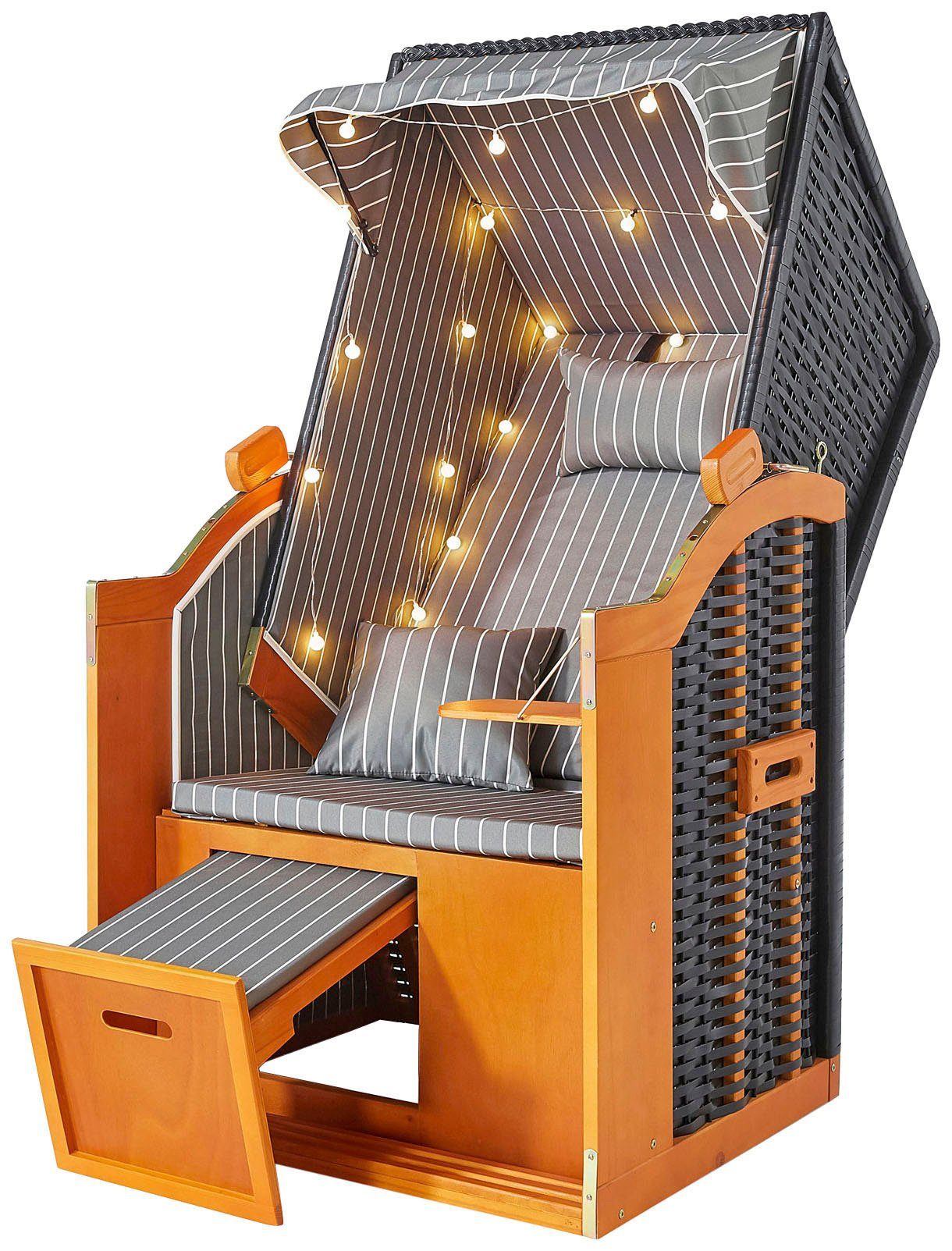 my Strandkorb 81x72x160 cm, 1-Sitzer, inkl. Flair Single, LED-Beleuchtung BxTxH: Halblieger,