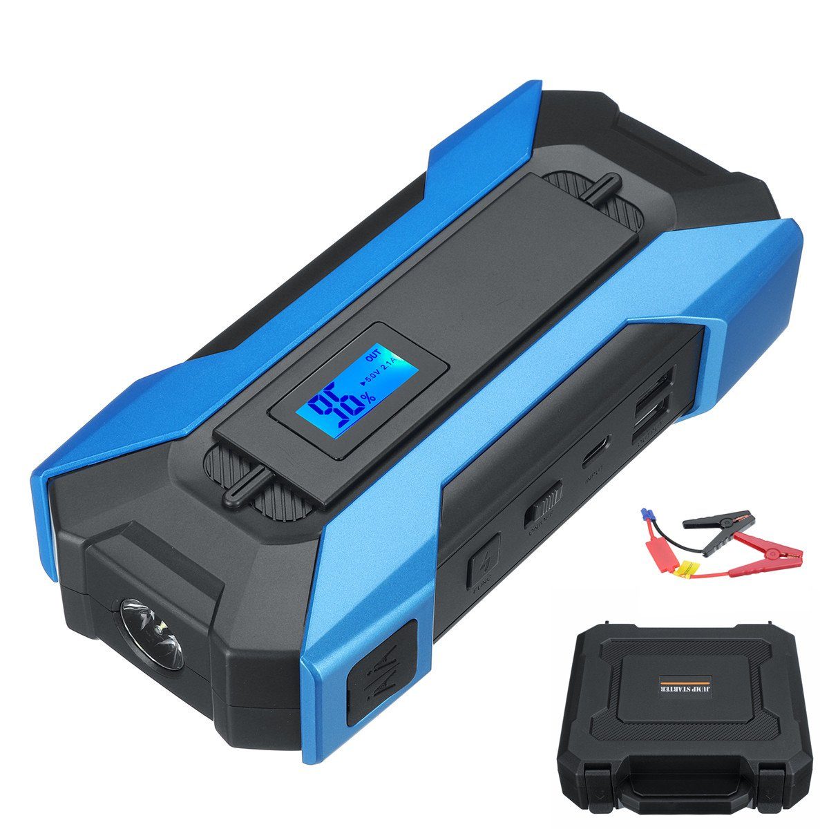 SABO »A11« Autobatterie-Ladegerät (99990mAh Auto Jump Starter, LED Digital  Powerbank Booster Starthilfe, Ladegerät 2xUSB Ladeanschlüsse mit 3  Lichtmodus und Koffer)