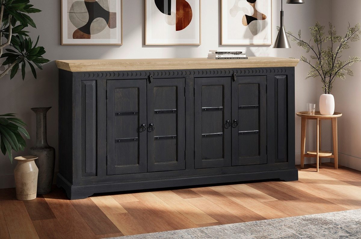 Main Möbel Sideboard Sideboard 171x90cm 'Mumbai' Mango natur & schwarz