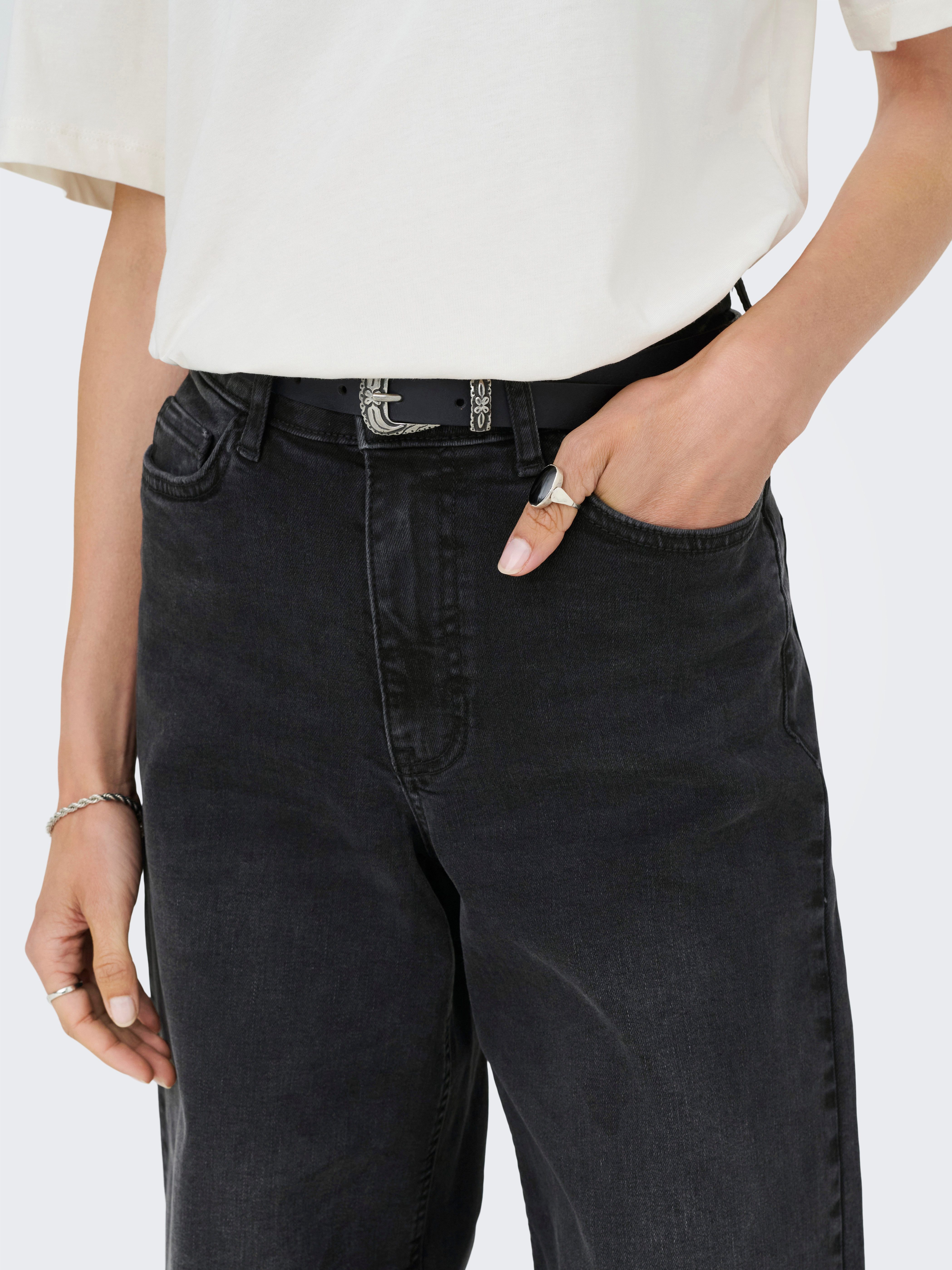 JDY High-waist-Jeans JDYFELINA-FINA HW WIDE BLK JEANSDNM NOOS