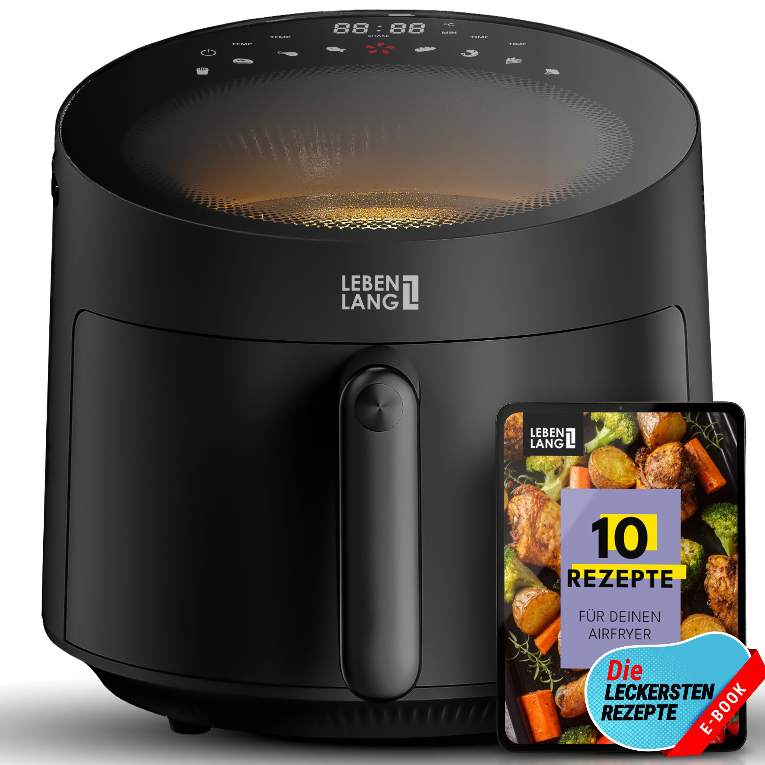 Heißluftfritteuse Airfryer 5L & 8 Programme, Ohne Fett&Öl, Für die ganze Familie