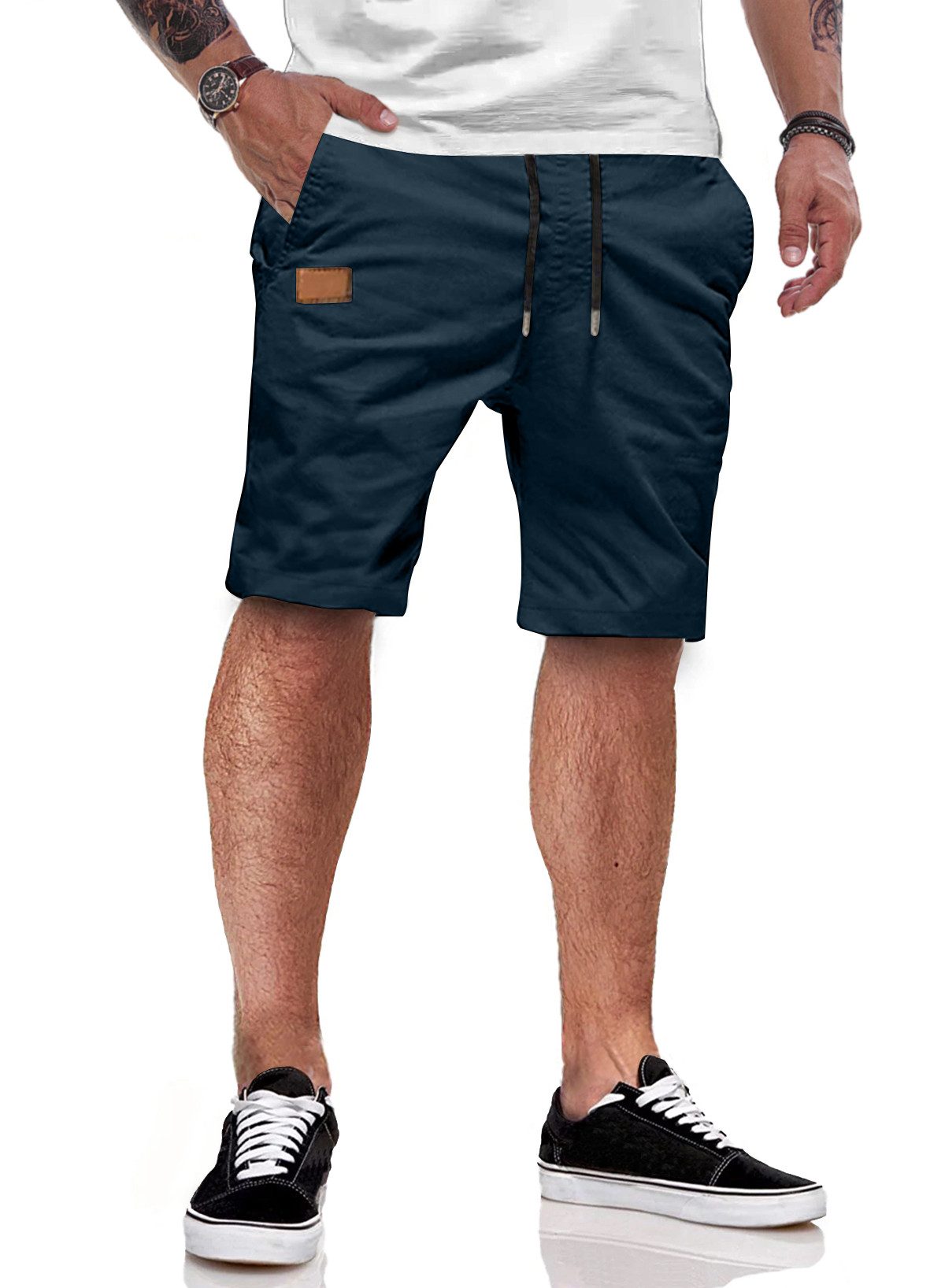 JMIERR Shorts Kurze Hosen Herren Shorts Herren Sommer Baumwolle Chino S-2XL (Shorts, Shorts) in Unifarbe, Elastikbund mit Tunnelzug