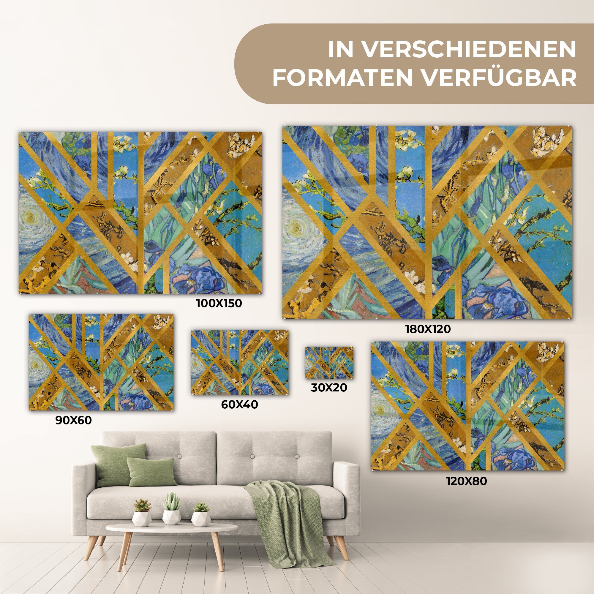 MuchoWow Acrylglasbild Kunst - Bilder Gogh Foto Van auf (1 Alte Wanddekoration auf Glasbilder St), - Glas - Wandbild Meister, Glas - 