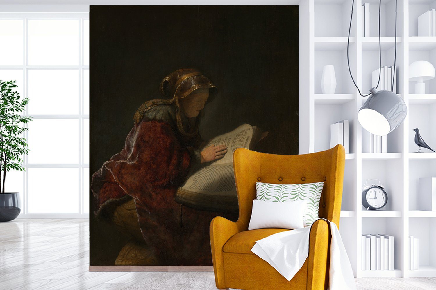 Alte Rembrandt wahrscheinlich Prophetin Frau MuchoWow Vliestapete Küche, Hanna Wohnzimmer (3 van, Fototapete Fototapete bedruckt, Matt, St), Schlafzimmer die - lesend, für