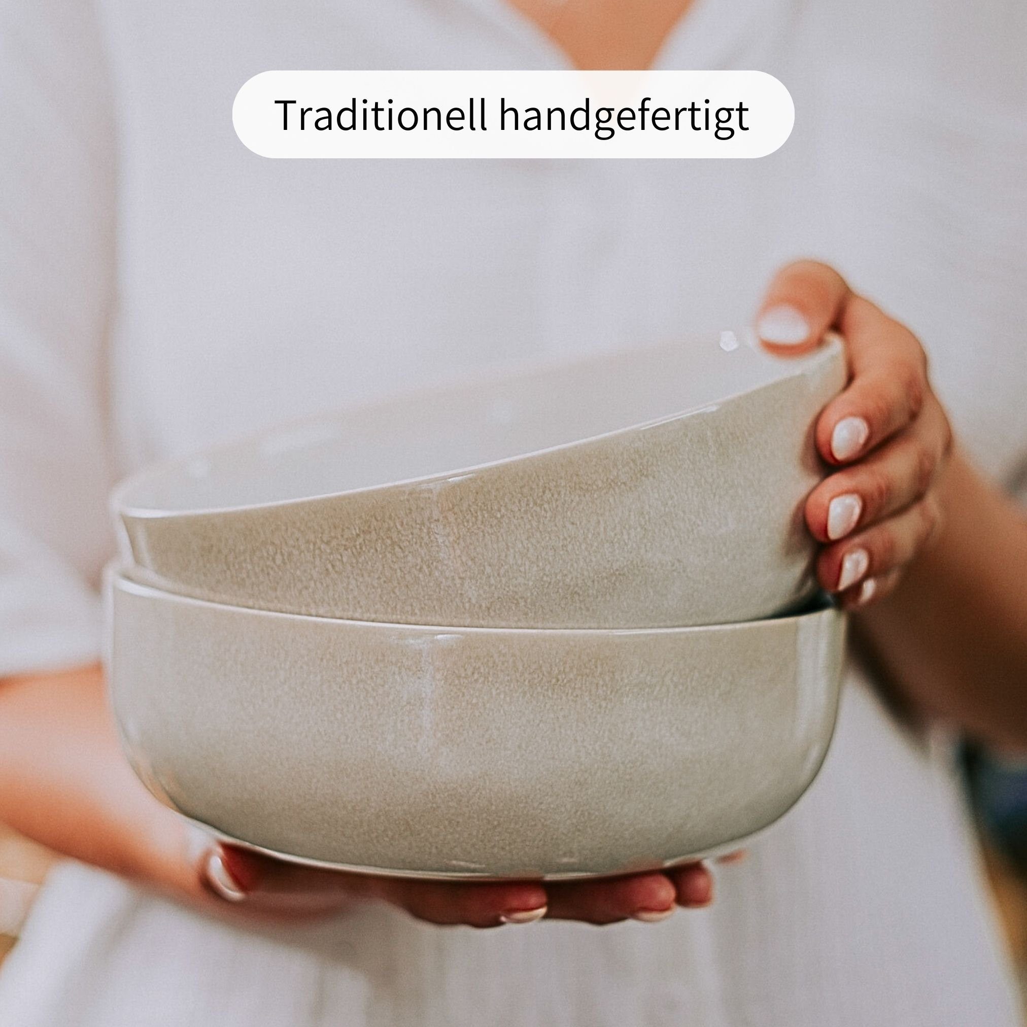 Econovo Müslischüssel Handgefertigt, Steingut, (1-tlg), Kleine Keramikschale 16cm Made in Portugal