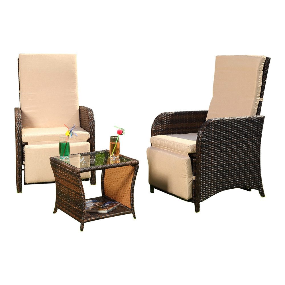 Melko Balkonset Sitzgarnitur Polyrattan Braun Sitzgruppe Essgarnitur Garten günstig online kaufen