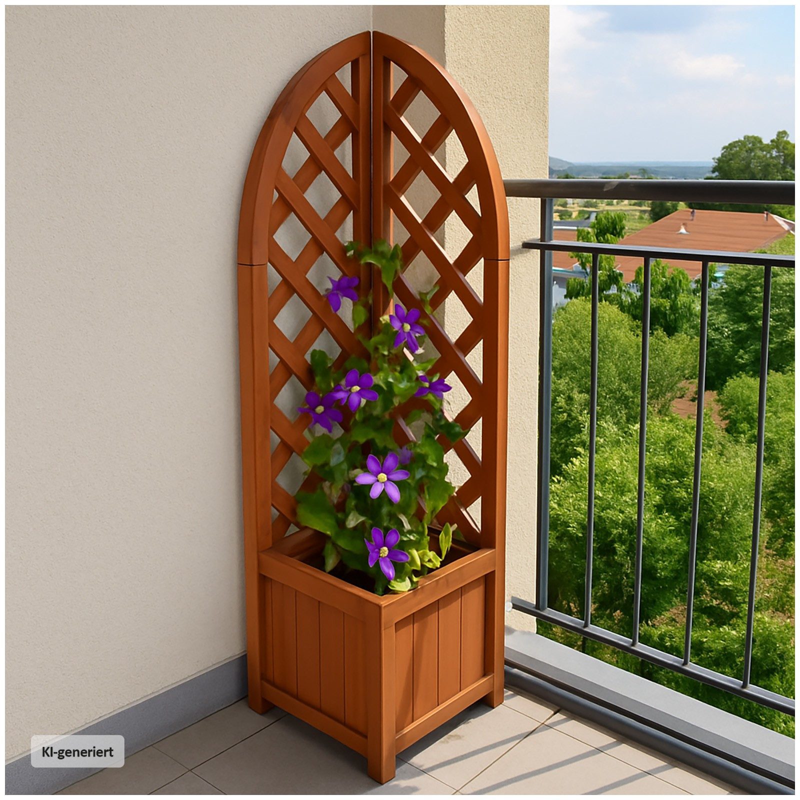 HTI-Living Pflanzkübel Pflanzkübel mit Rankgitter Heidi Braun (Stück, 1 St., 1x Pflanzkübel mit Rankgitter), Blumenkasten mit Spalier Holz