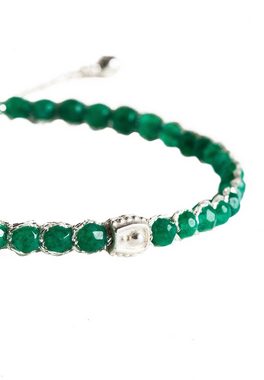 SAMAPURA Armband Grünes Smaragd Achat Armband, Silber Faden