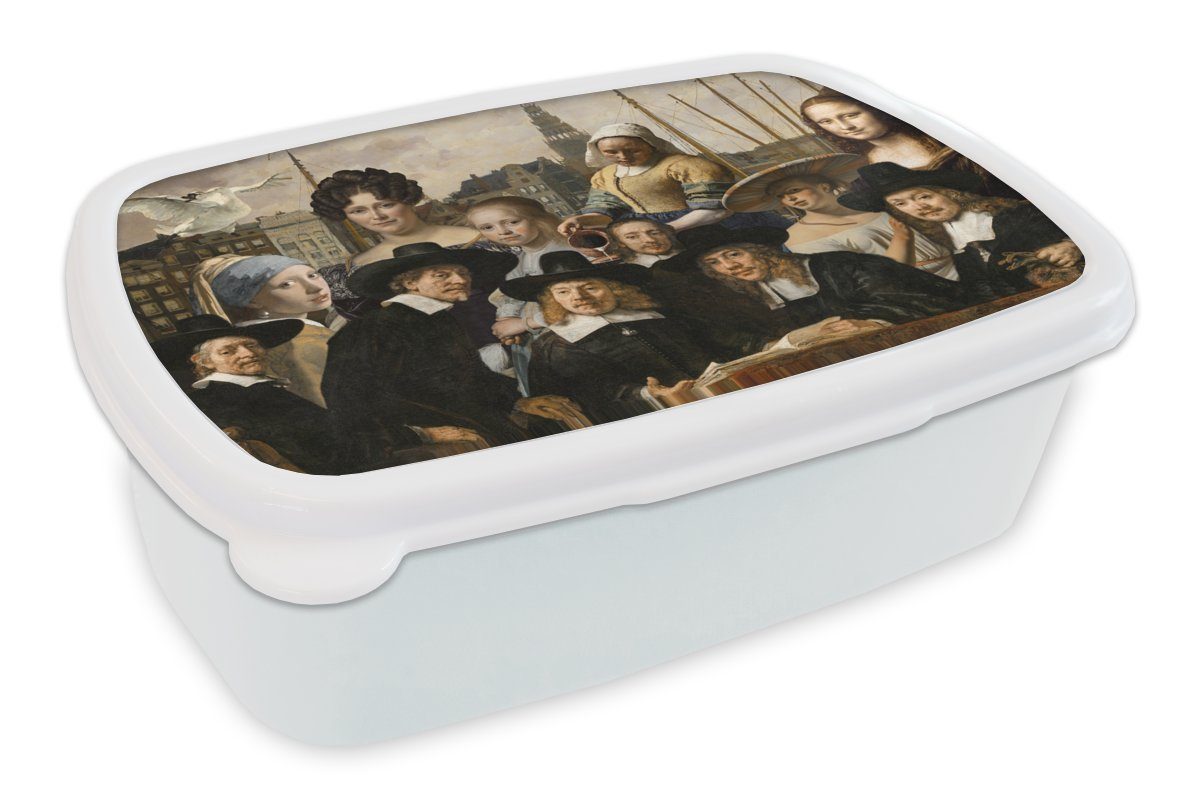 MuchoWow Lunchbox Collage - Malerei - Alte Meister, Kunststoff, (2-tlg), Brotbox für Kinder und Erwachsene, Brotdose, für Jungs und Mädchen weiß | Lunchboxen