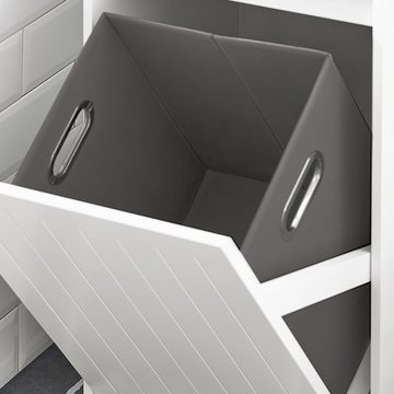 SoBuy Wäscheschrank BZR110 Badschrank mit ausklappbarem Wäschetruhe Wäschesammler Wäschekorb
