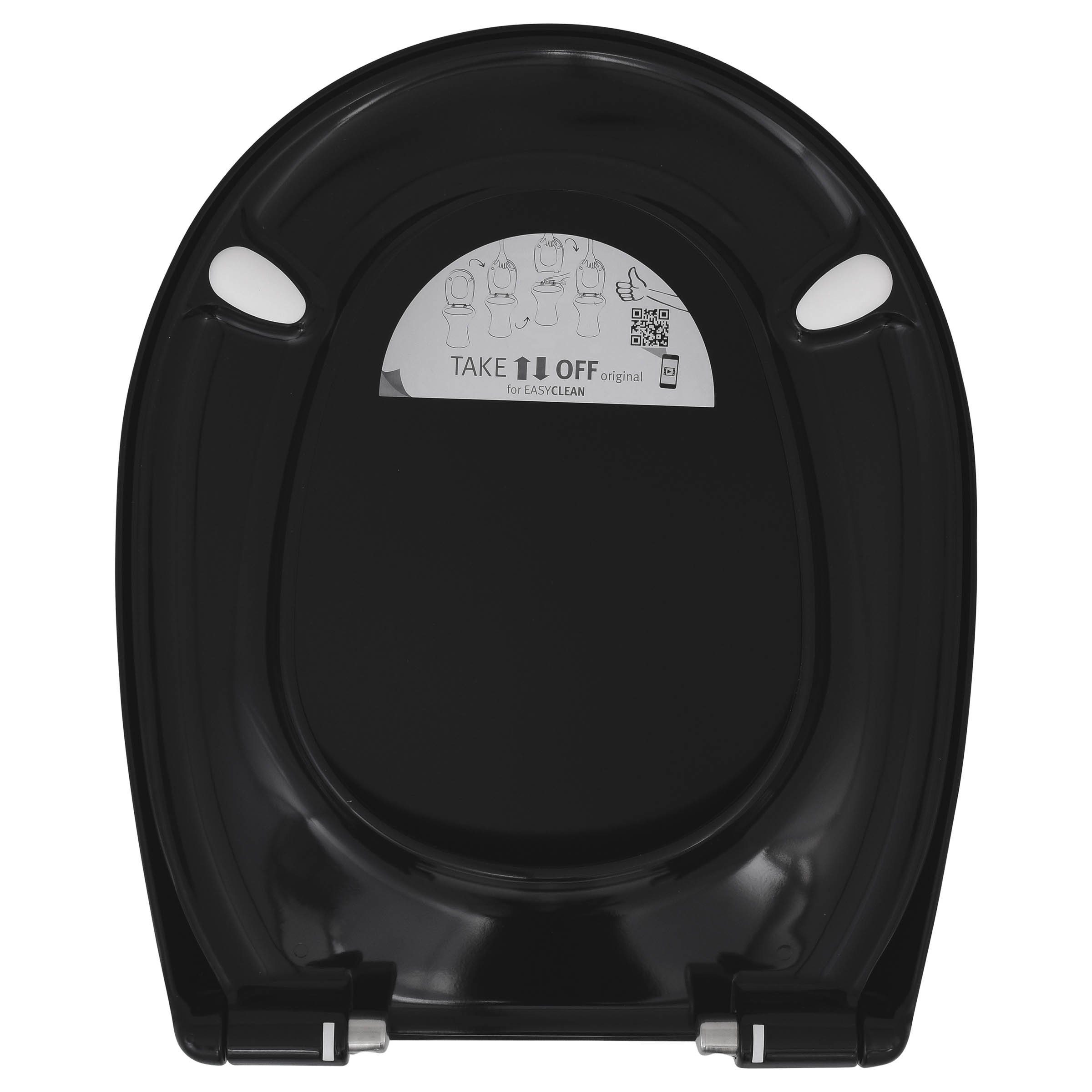 LUVETT WC-Sitz C100 mit Absenkautomatik, Duroplast Antibakteriell, Universelle O-Form (Komplett-Set, Inklusive 3 Befestigungsarten), mit Original SoftClose® Absenkautomatik, Duroplast