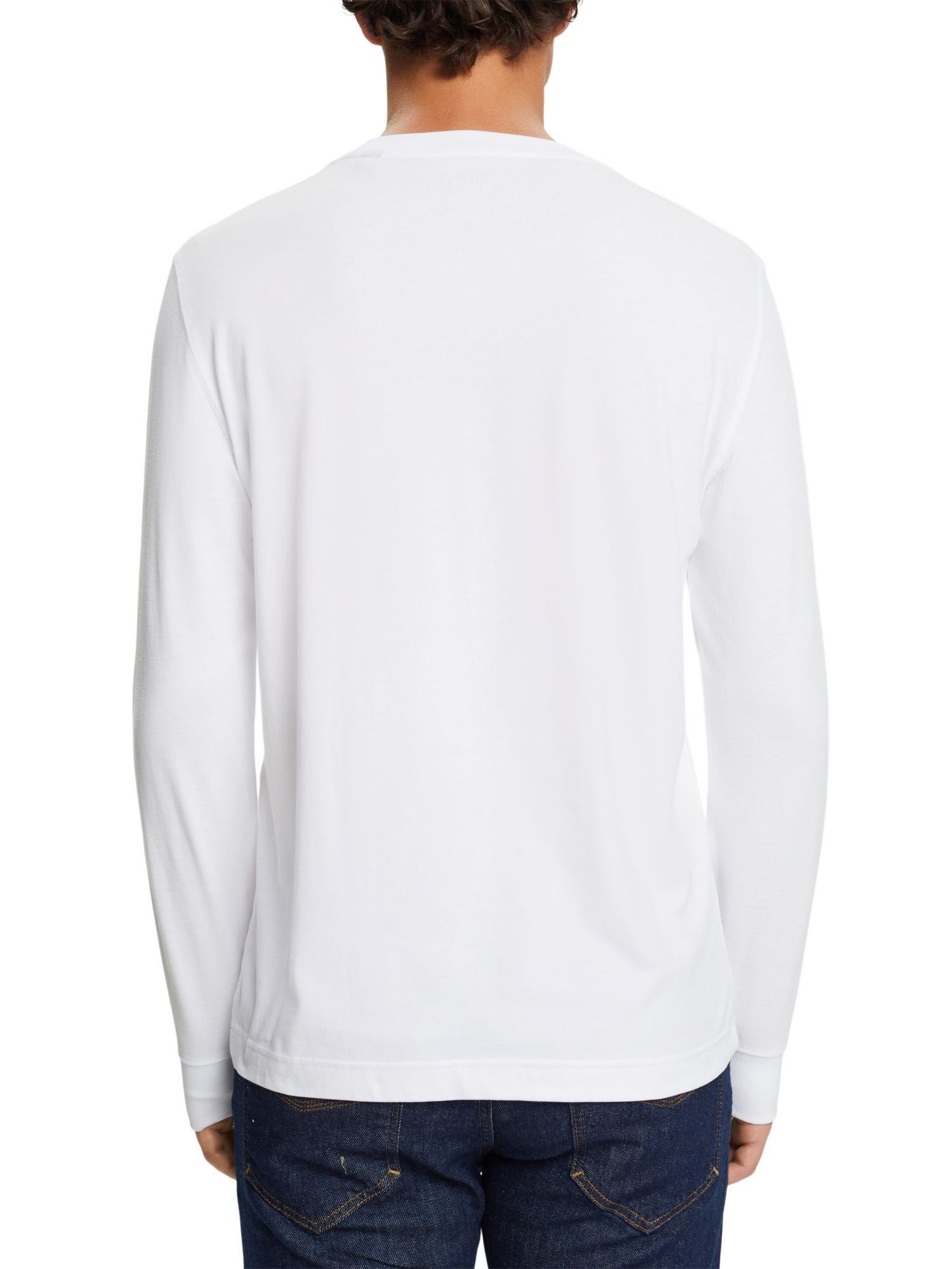 Rundhalsausschnitt (1-tlg) Longsleeve mit WHITE Esprit Langarmshirt