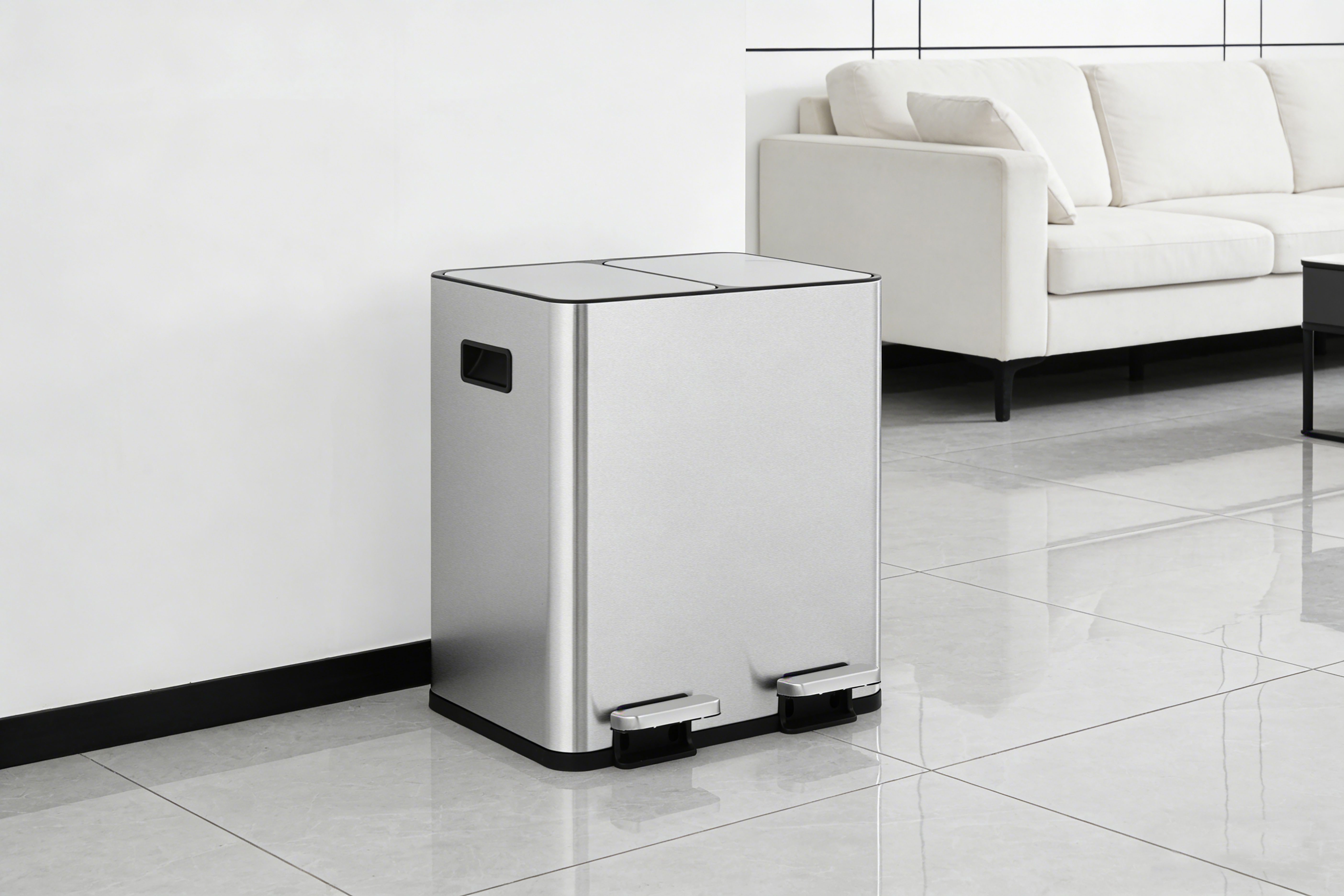OTTO home Mülleimer Garrin, Soft Close, m. 2 Fächern, Fassungsvermögen 2x15 L bzw. 2x30 L, Mülltrennsystem mit 2 separaten Innenbehältern und Fußtrittpedalen