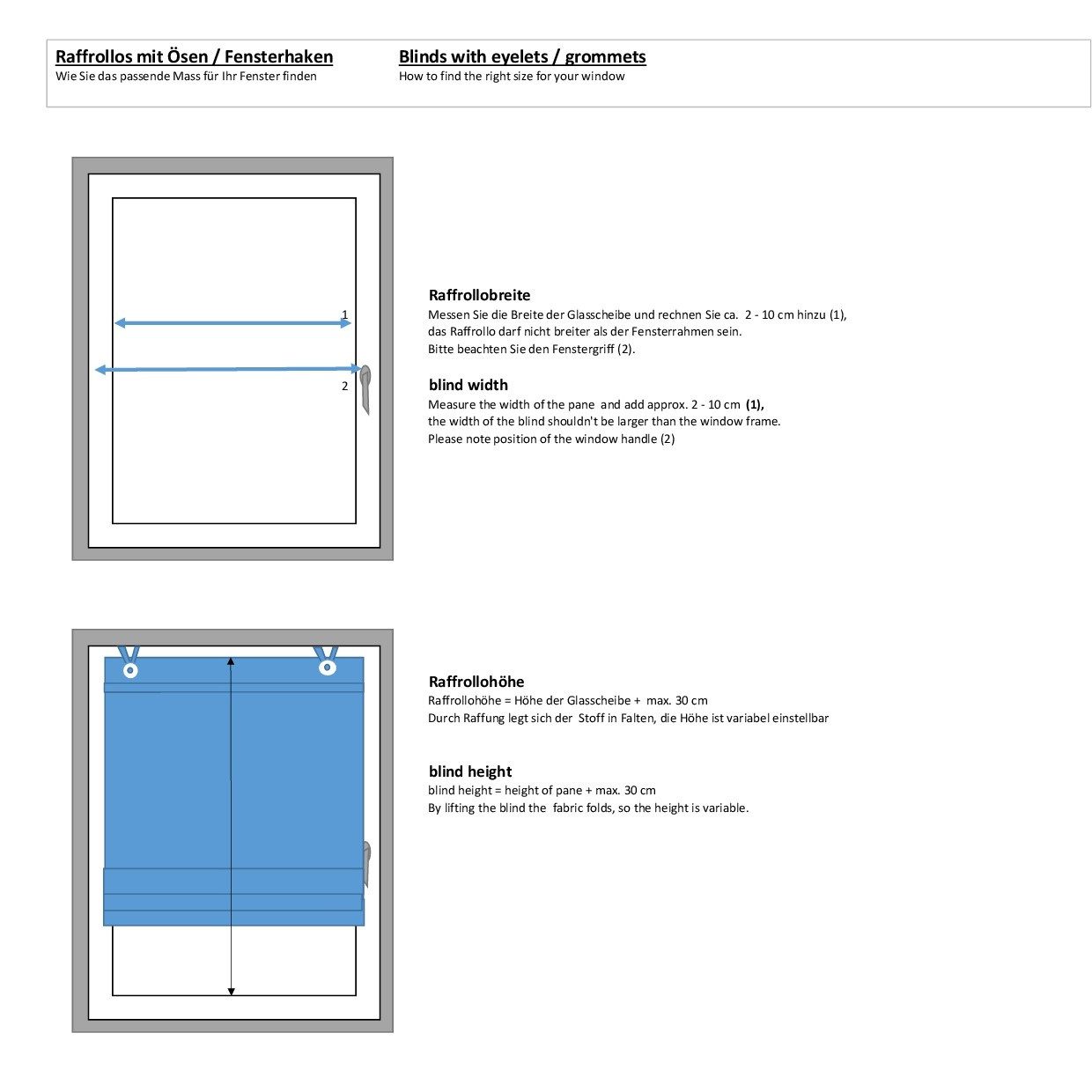 Kutti Raffrollo Enya, mit Hakenaufhängung, ohne Bohren, freihängend, Montage ohne Bohren, incl. Fensterhaken