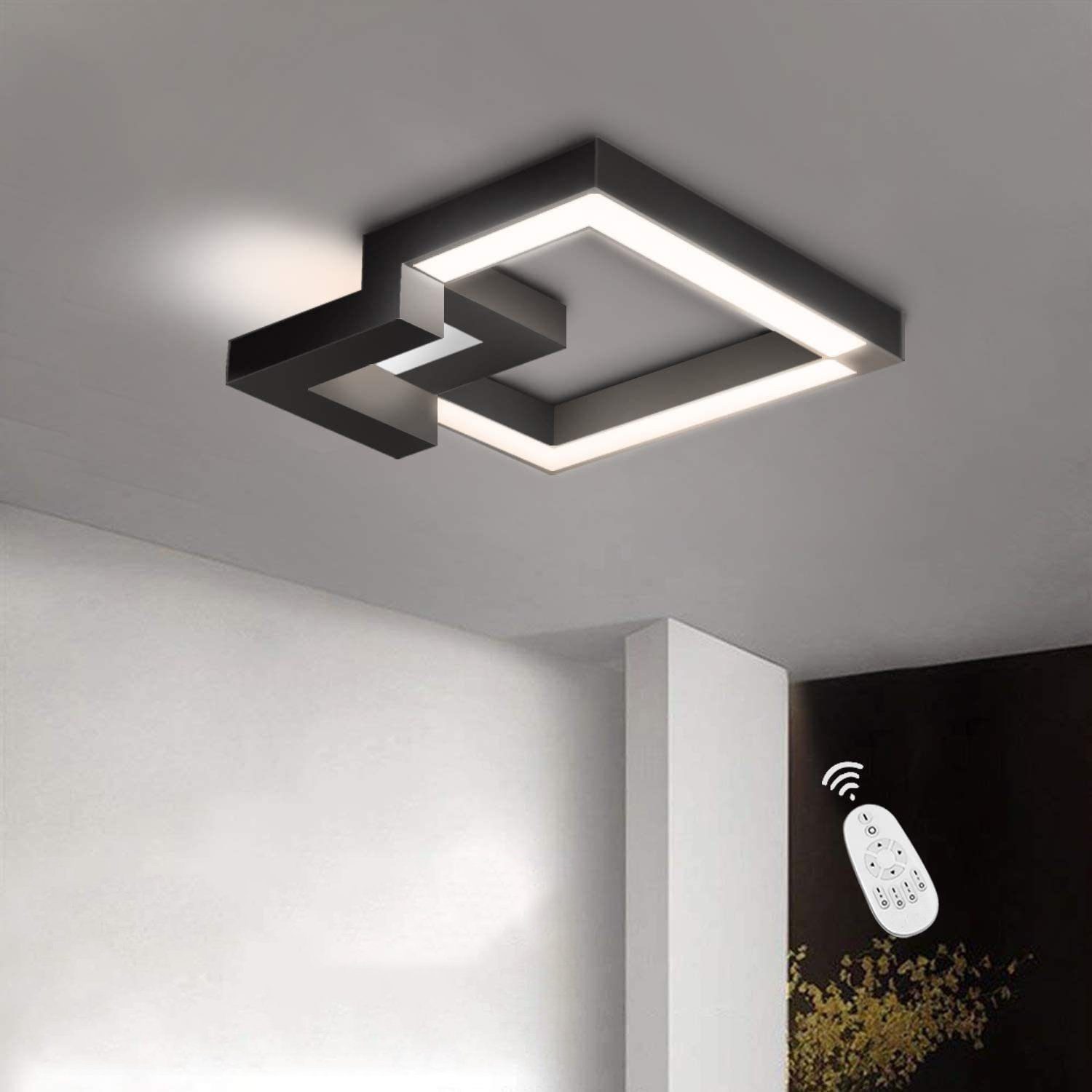 24W LED Design Deckenleuchte Wohnzimmer Küche Fernbedienung Deckenlampe Aluoptik 