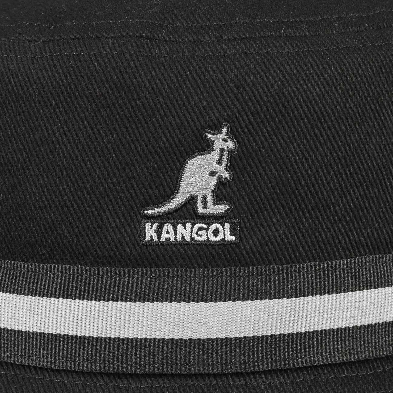 (1-St) schwarz Fischerhut Kangol mit Stoffhut Ripsband