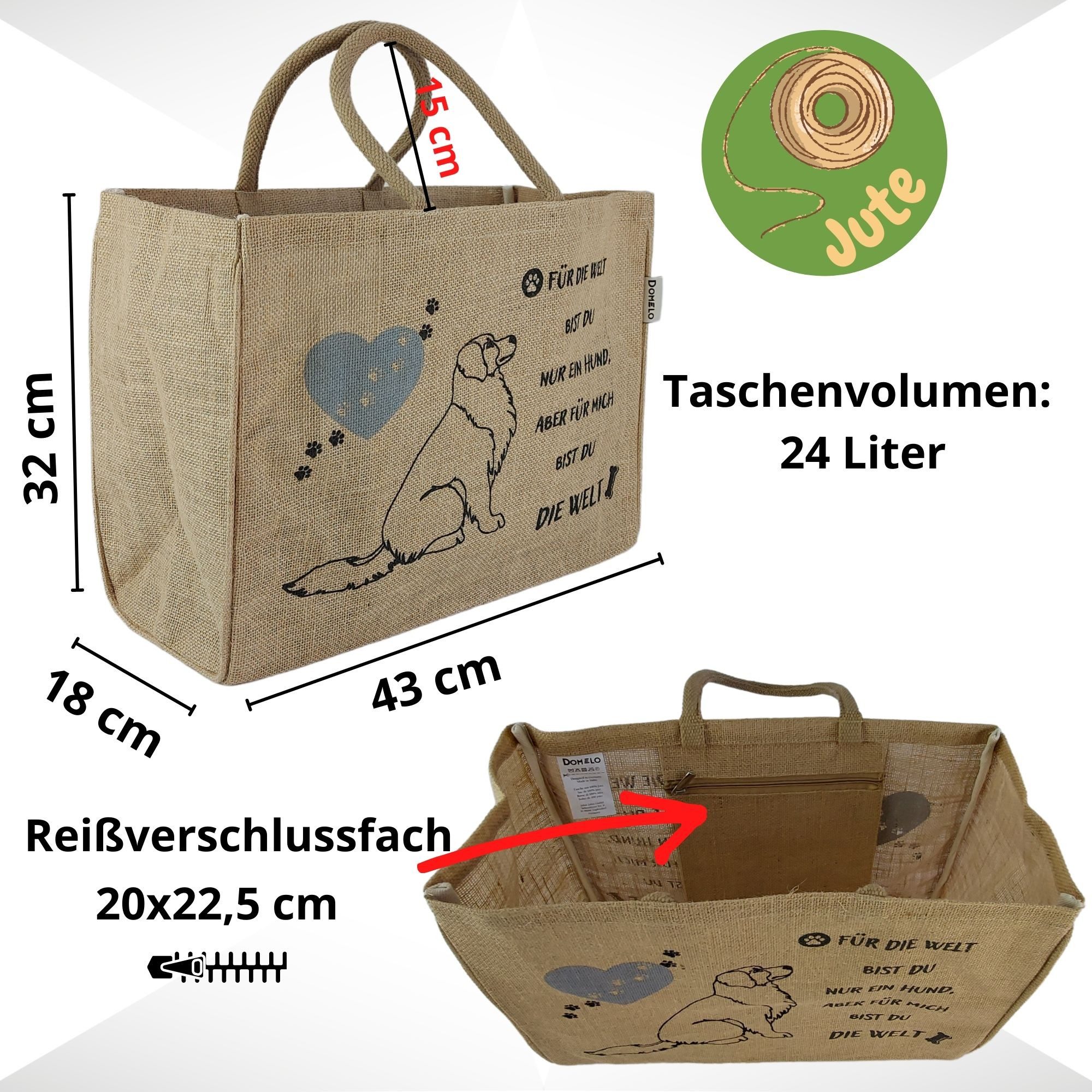 Domelo Einkaufsshopper Domelo große Jute Einkaufskorb, günstig online kaufen