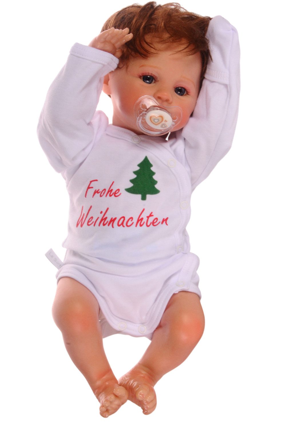 La Bortini Wickelbody Baby Body in Weiß für Weihnachten Langarmbody mit Kratzschutz aus Baumwolle, für christmas, neutral, für Neugeborene