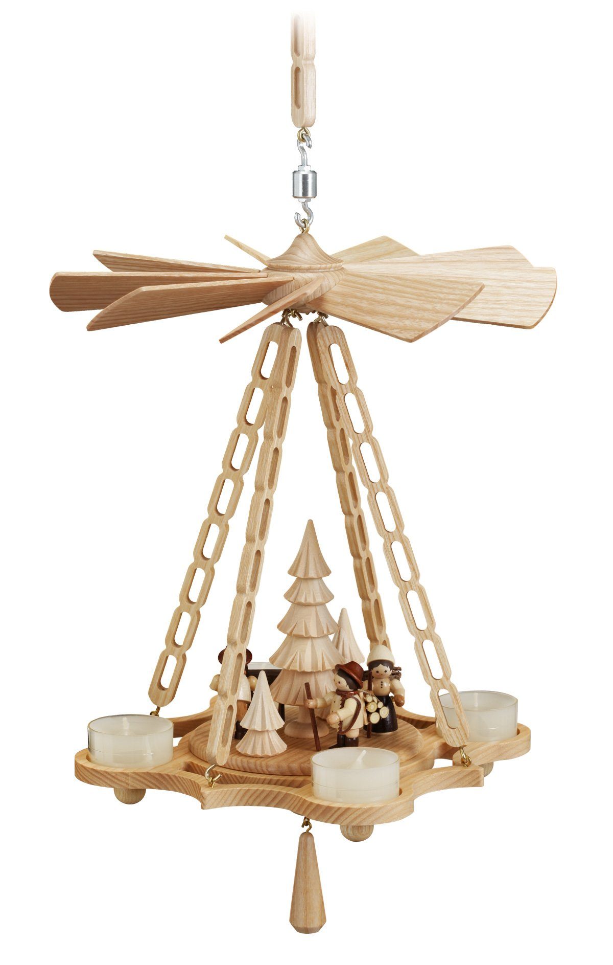 Volkskunstwerkstatt Unger Weihnachtspyramide Deckenpyramide 30cm, Waldleute