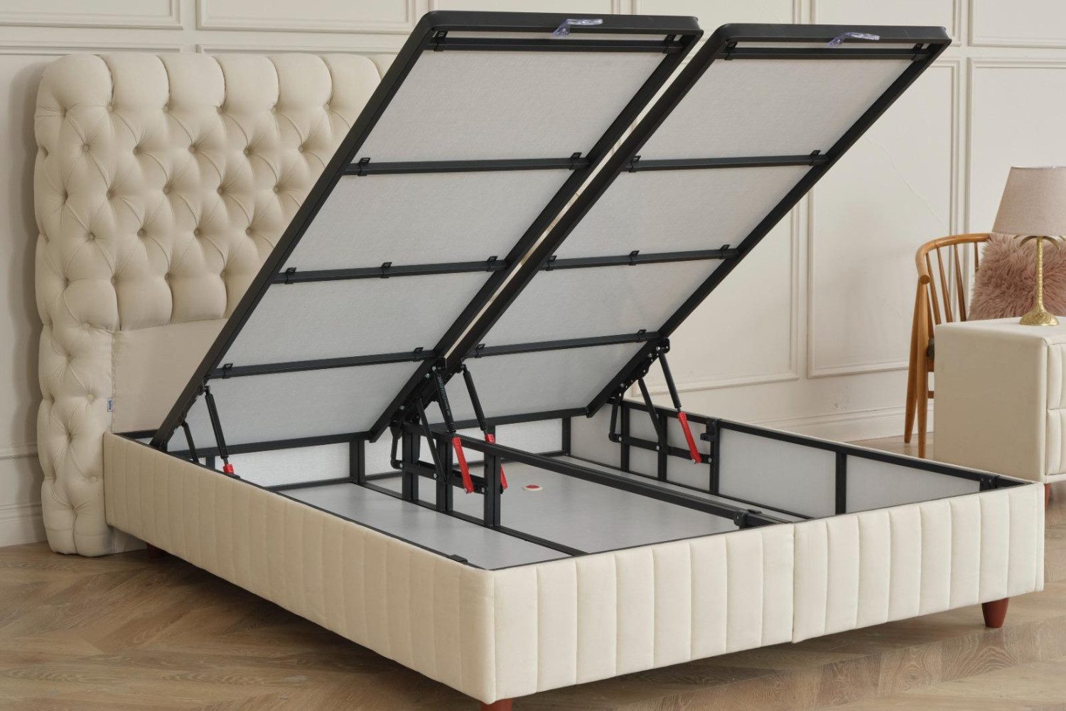 Pointhome Boxspringbett Set, Bss Bedding, Fluffy, Bett-Set ohne oder mit Nachttischen (1x H3 Matratze, 2x Bettkasten, 1x Bettkopfteil, 2 optionale Nachttisch), 7 Zonen Allergenfrei & Atmungsaktiv, Orthopädische Matratze mit Topper