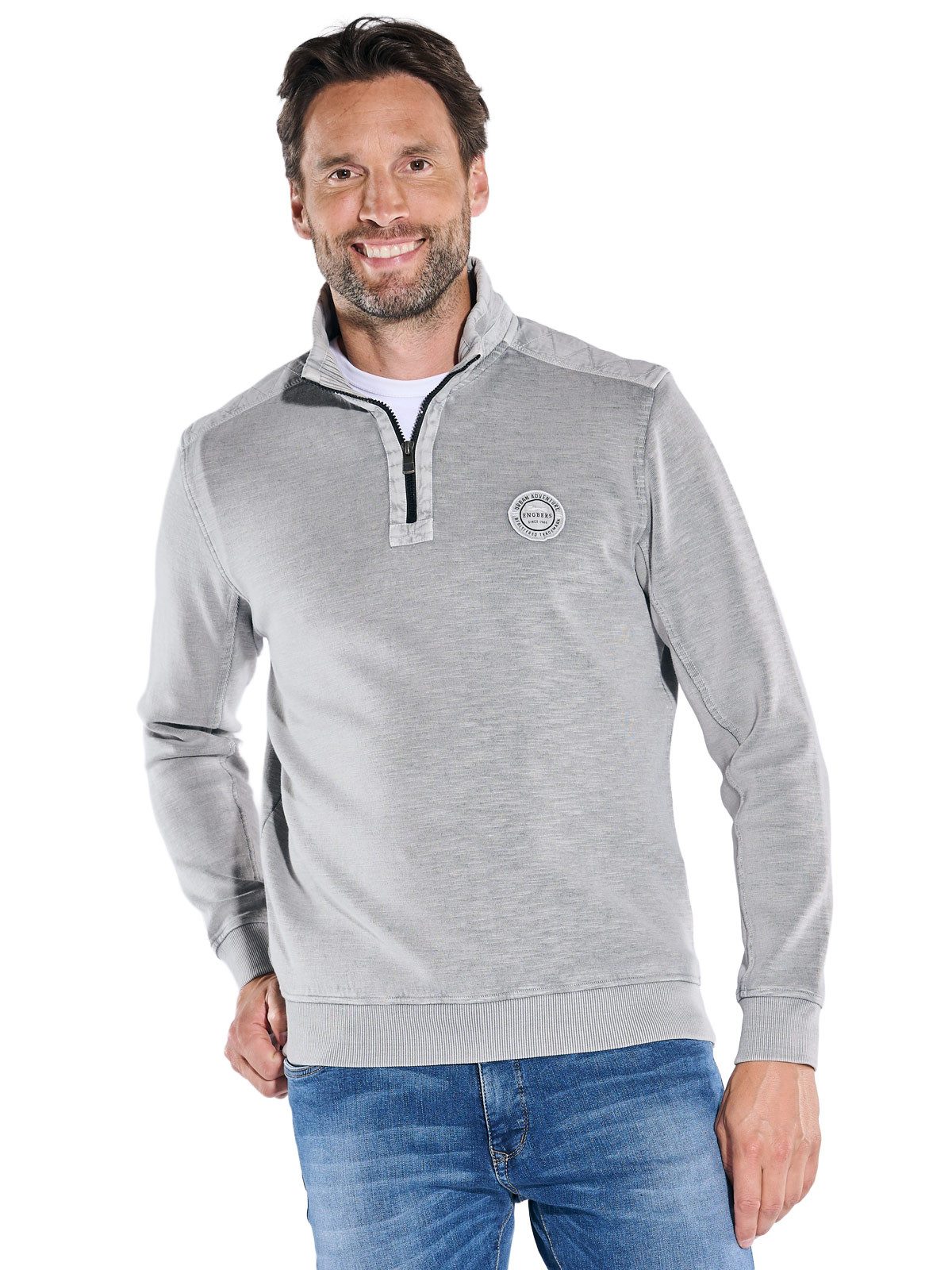 Engbers Sweatshirt engbers Herren Sweatshirt Stehbund, Hellgrau