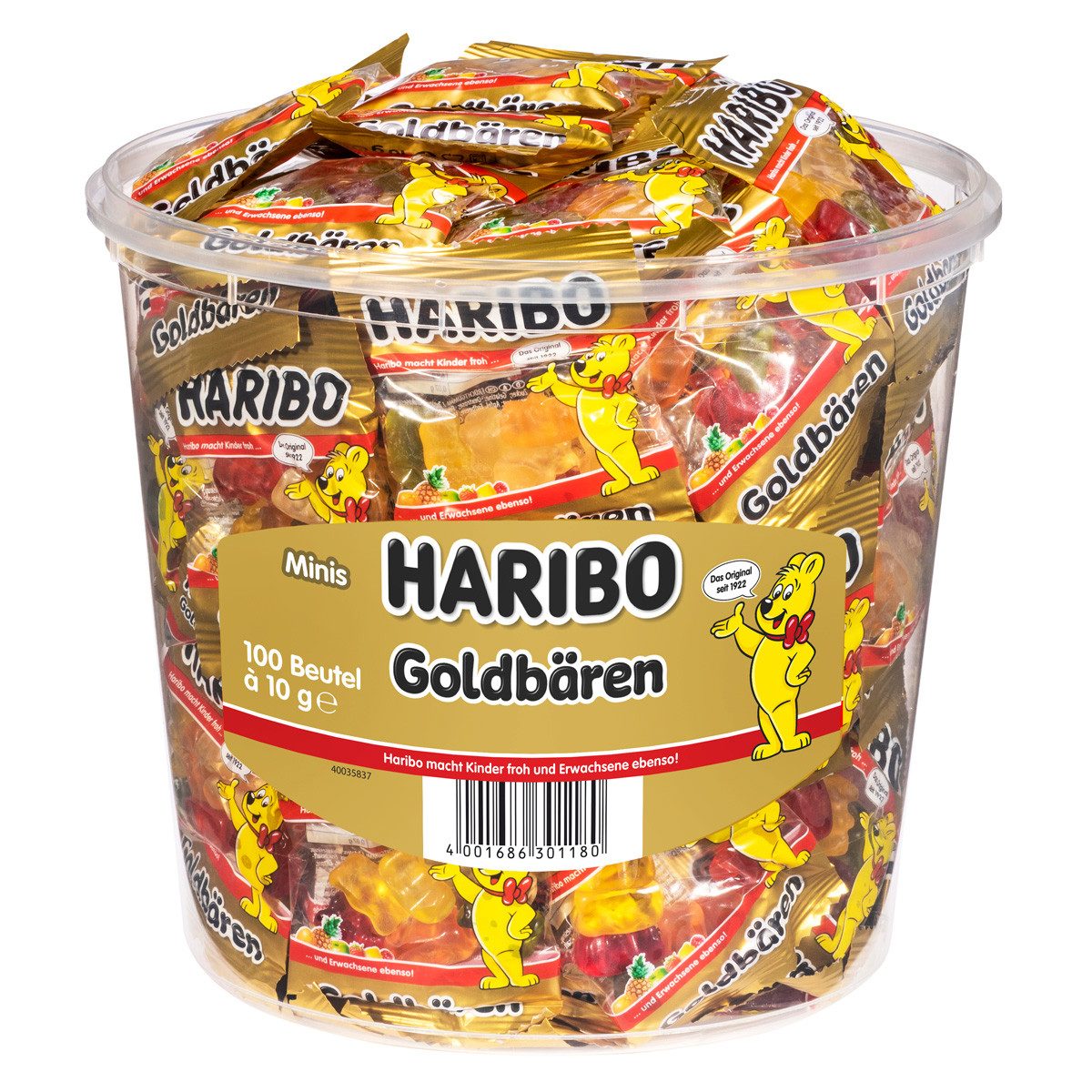 HARIBO Süßigkeit, Haribo Minibeutel Goldbären Fruchtgummi im Miniformat 980g 18er Pack