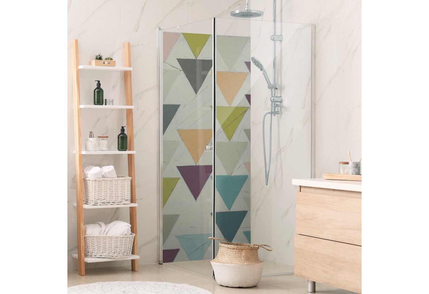Thumbnail - Bilderdepot24 Badrückwand Abstrakt bunt Duschrückwand ohne Bohren Dusche Muster, (Hartfolie matt » Selbstklebend SMART 0...