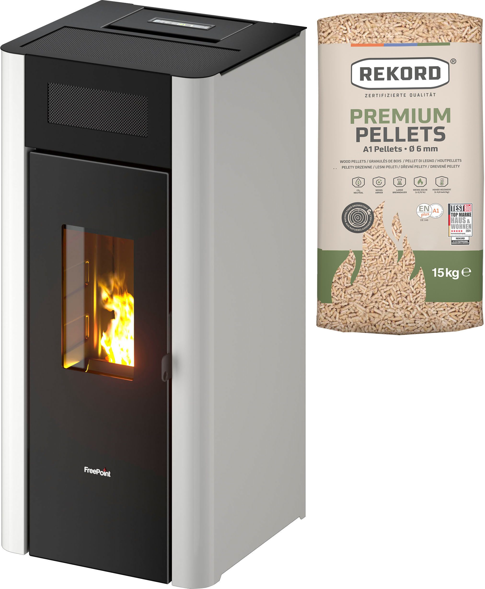 Freepoint Pelletofen Amaranto 9, 9,5 kW, Zeitbrand