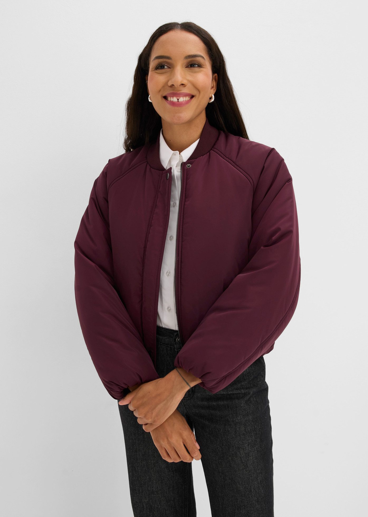 bonprix Pilotenjacke sportlicher Stil, locker geschnitten, mit Baseball-Kragen