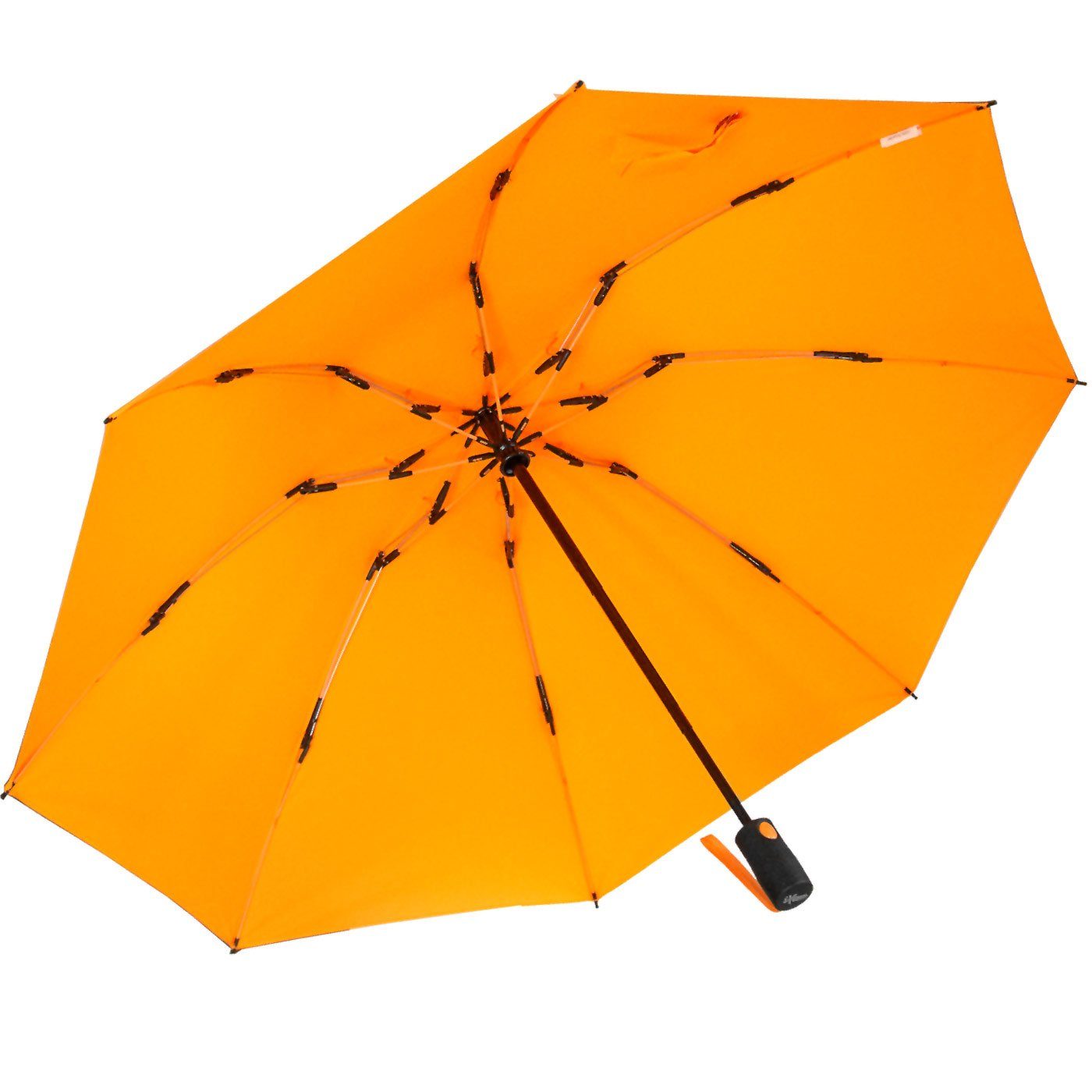 stabilen mit Reverse Taschenregenschirm öffnender iX-brella Speichen bunten umgekehrt neon-orange Fiberglas-Automatiksch,