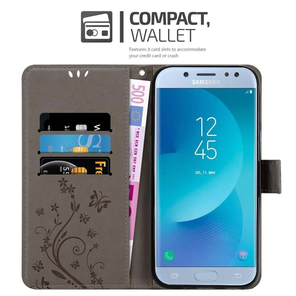 Cadorabo Handyhülle für Samsung Galaxy J5 2017 Hülle Samsung Galaxy J5 2017, Hülle Schutzhülle Blumen Flower mit Standfunktion Kartenfach Magnet