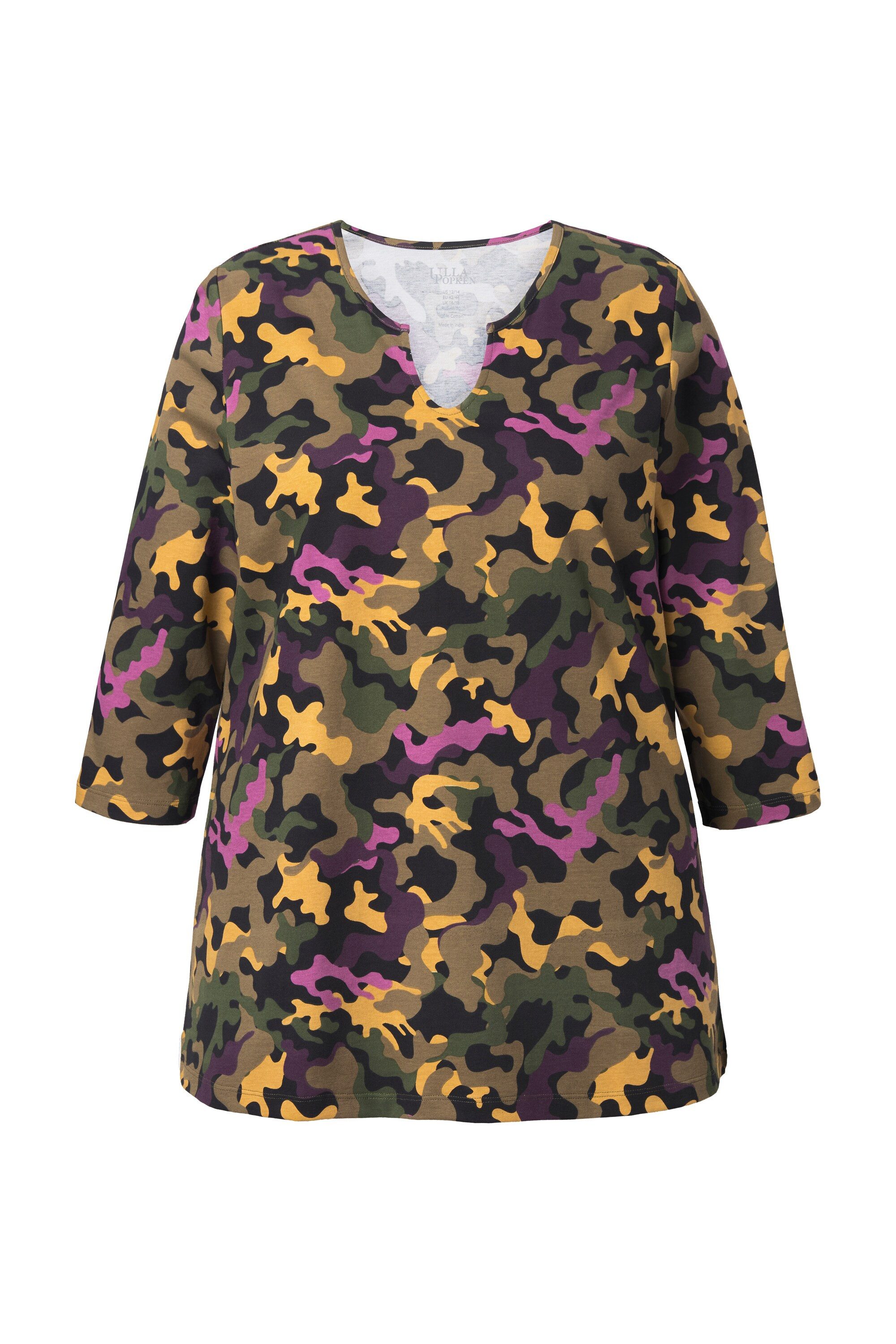 Ulla Popken Longshirt Shirt A-Linie Tunika-Ausschnitt 3/4-Arm günstig online kaufen