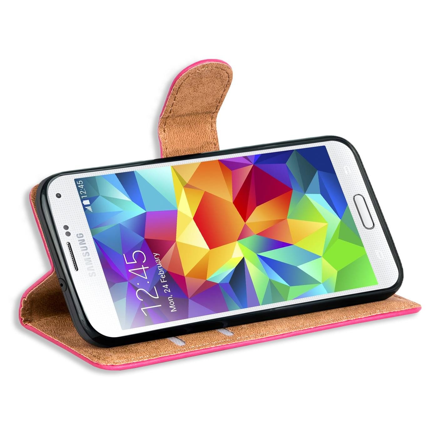 CoolGadget Handyhülle Wallet Klapp Tasche Book Case für Samsung Galaxy S5 Mini 4,5 Zoll, Hülle Klapphülle Flip Cover Etui Schutzhülle