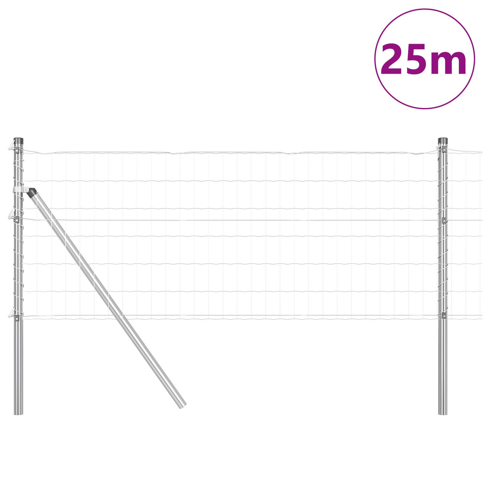 Thumbnail - vidaXL Gartenzaun Euro Zaun mit 13 Pfosten 0.6x25 m Verzinkter Stahl, (2-St)