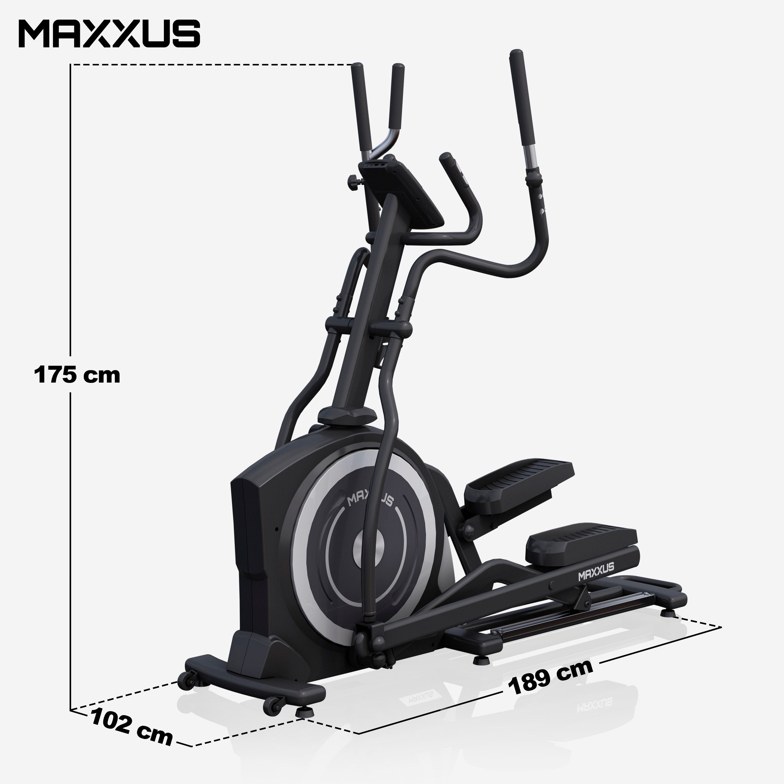MAXXUS Crosstrainer CX 7.8, Ellipsentrainer für Zuhause, Heimtrainer, 12 Programme (1-tlg), Verstellbar, bis 180kg, Magnetbremssystem, Handpulssensoren