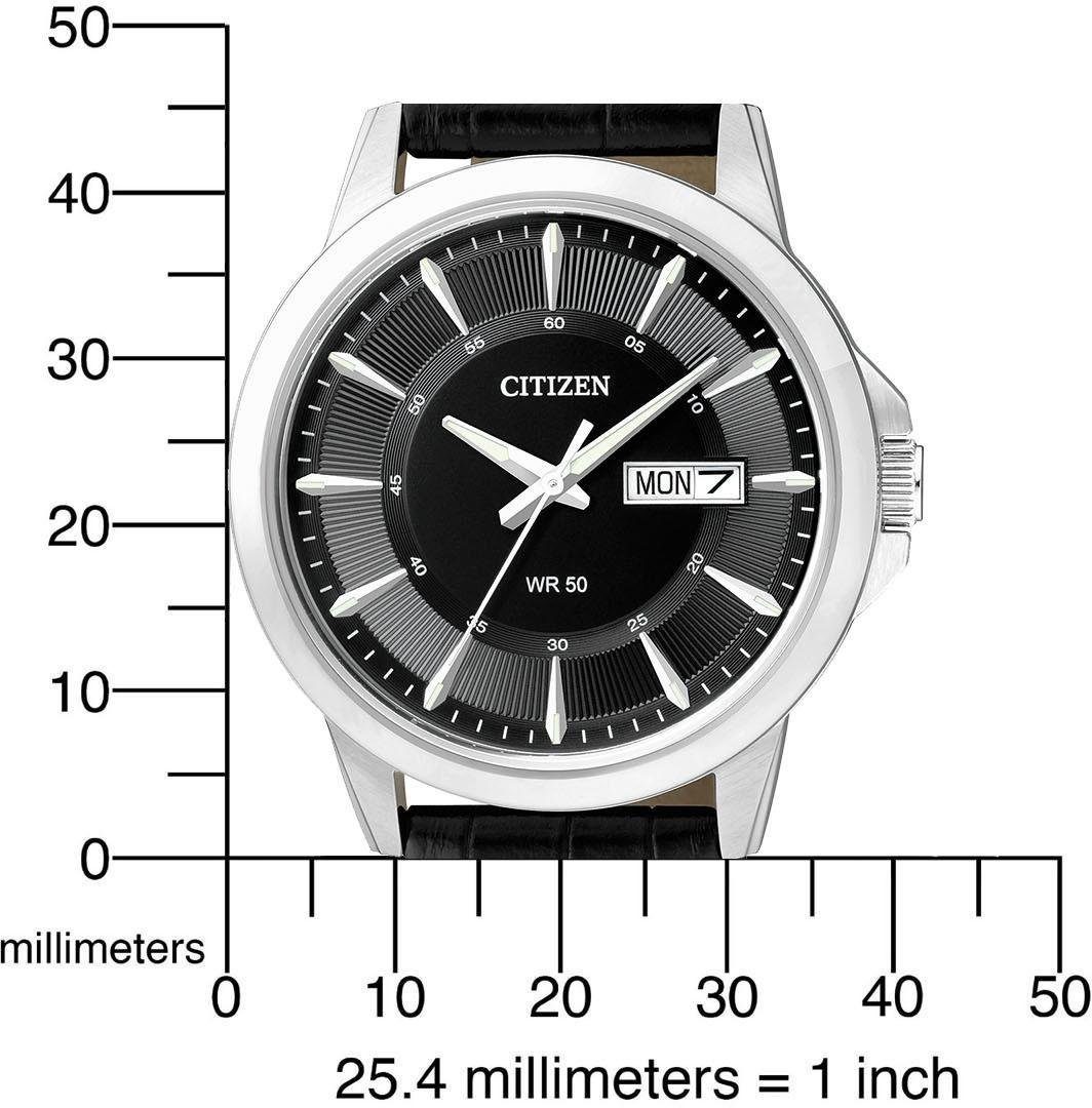 Citizen Quarzuhr BF2011-01EC, Armbanduhr, Herrenuhr, Damenuhr, Lederarmband, Datum