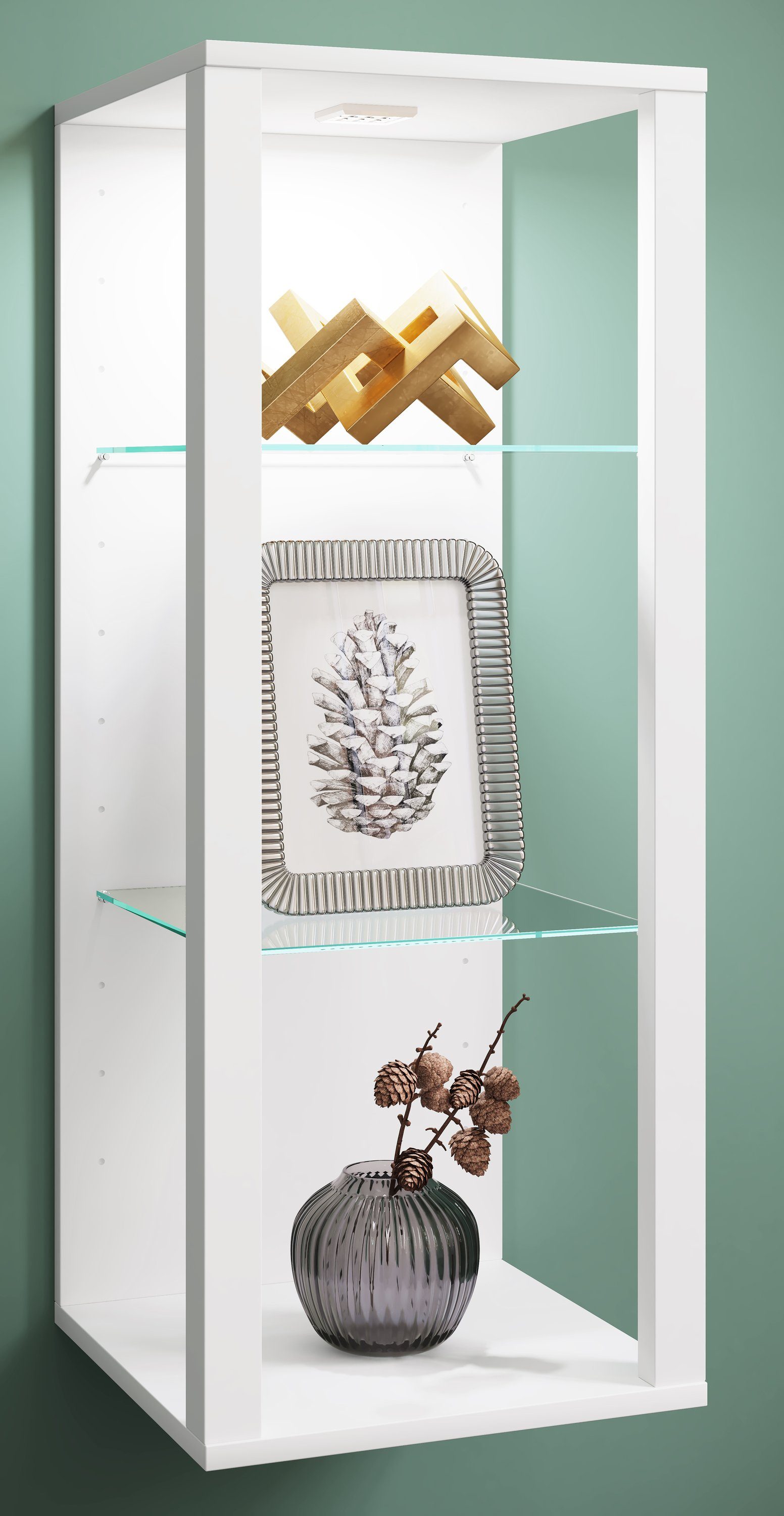 VCM Hängevitrine Wandvitrine Glasol H. 90 x B. 35 x T. 35 cm Glasvitrine hängend, Modern und platzsparend