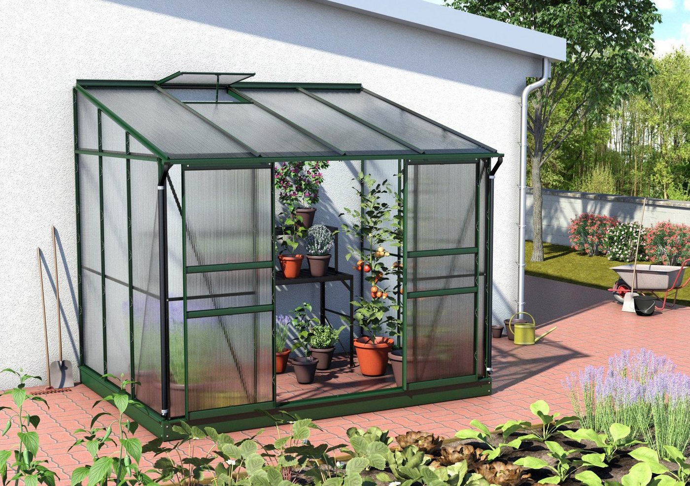 Vitavia Anlehngewächshaus Osiris 5200, BxTxH: 262 x 201 x 221 cm, 4 mm Wandstärke grün | Rabatt: 44% Vitavia Anlehngewächshaus Osiris 5200, BxTxH: 262 x 201 x 221 cm, 4 mm Wandstärke grün | Rabatt: 44%