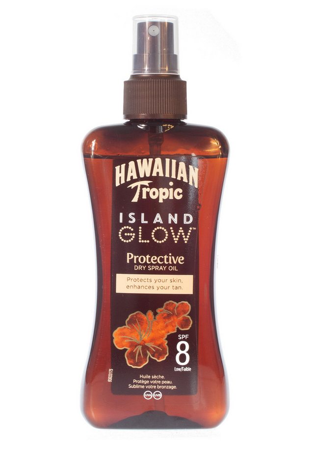 Hawaiian Tropic Sonnenschutzöl Hawaiian Tropic Protective Dry Spray Oil SPF 8 200ml, Einzelartikel, 1-tlg., Öl-Gel Konsistenz mit Kokosnuss und Papaya