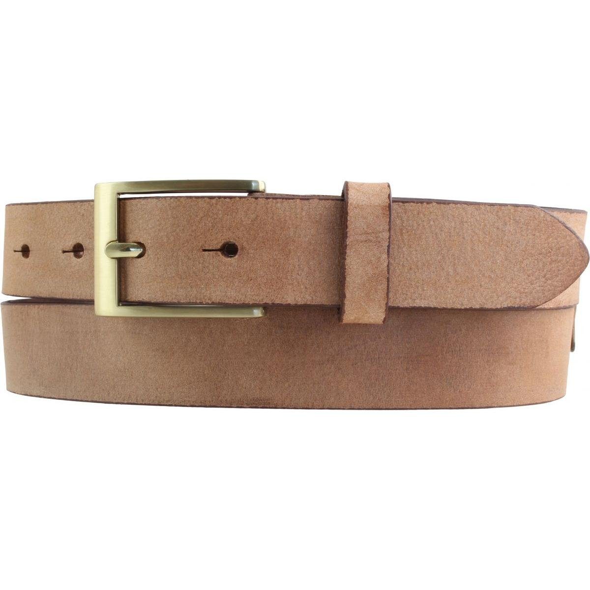 BELTINGER Ledergürtel Herren-Gürtel aus weichem Vollrindleder Vintage-Look 3 cm - Leder-Gürt weiches Leder, Gürtelschnalle in Gold, Vintage Cognac, Gold