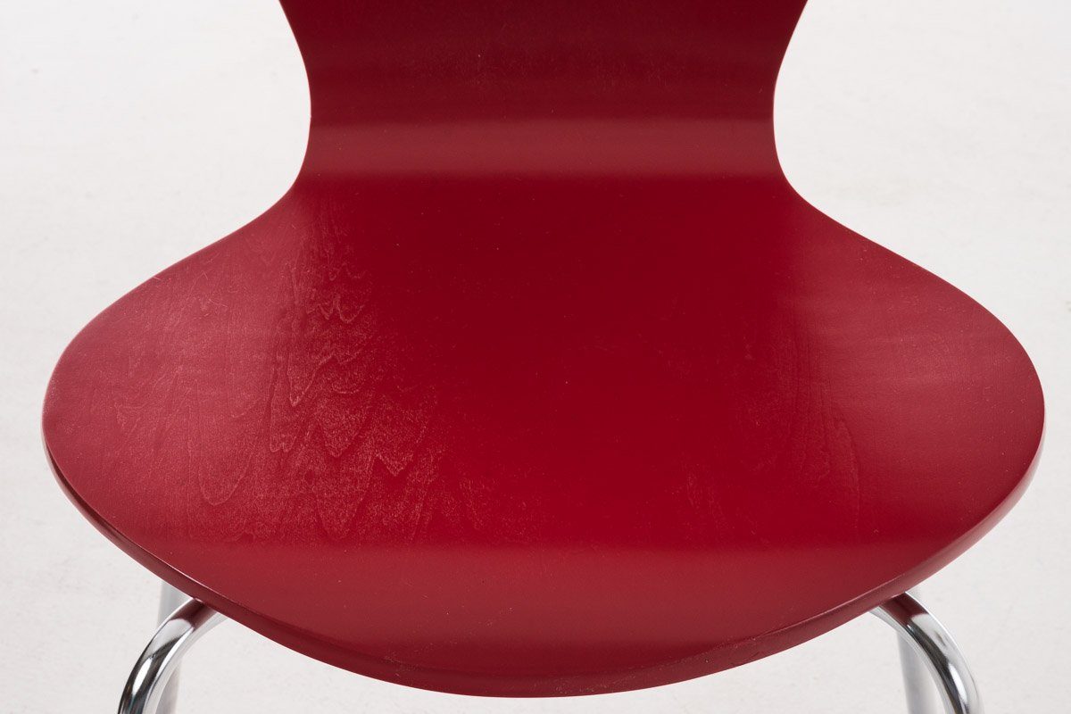 TPFLiving Besucherstuhl - chrom rot - Metall - Konferenzstuhl geformter Warteraumstuhl Holz Sitzfläche: Messestuhl), Sitzfläche - mit ergonomisch (Besprechungsstuhl Calisso Gestell
