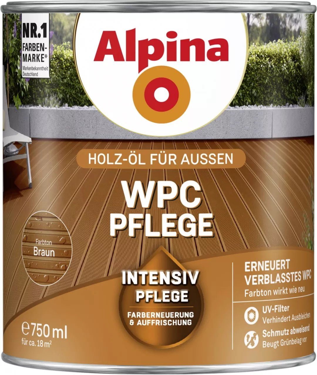 Alpina Holzöl WPC Pflege Braun 750 ml