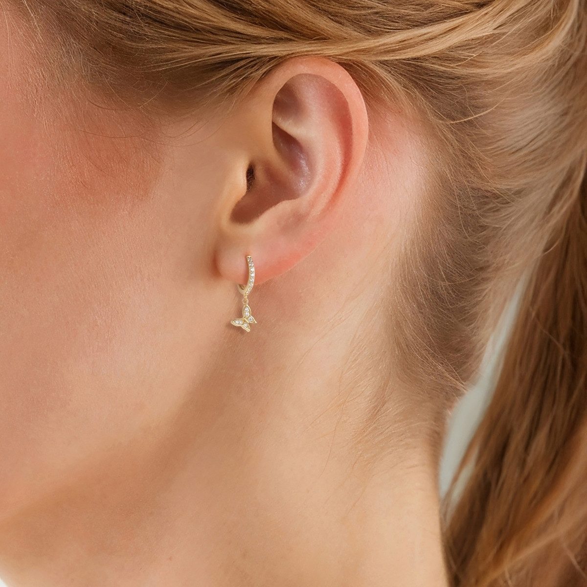 Glanzstücke München Paar Creolen Schmetterling gelbgold günstig online kaufen