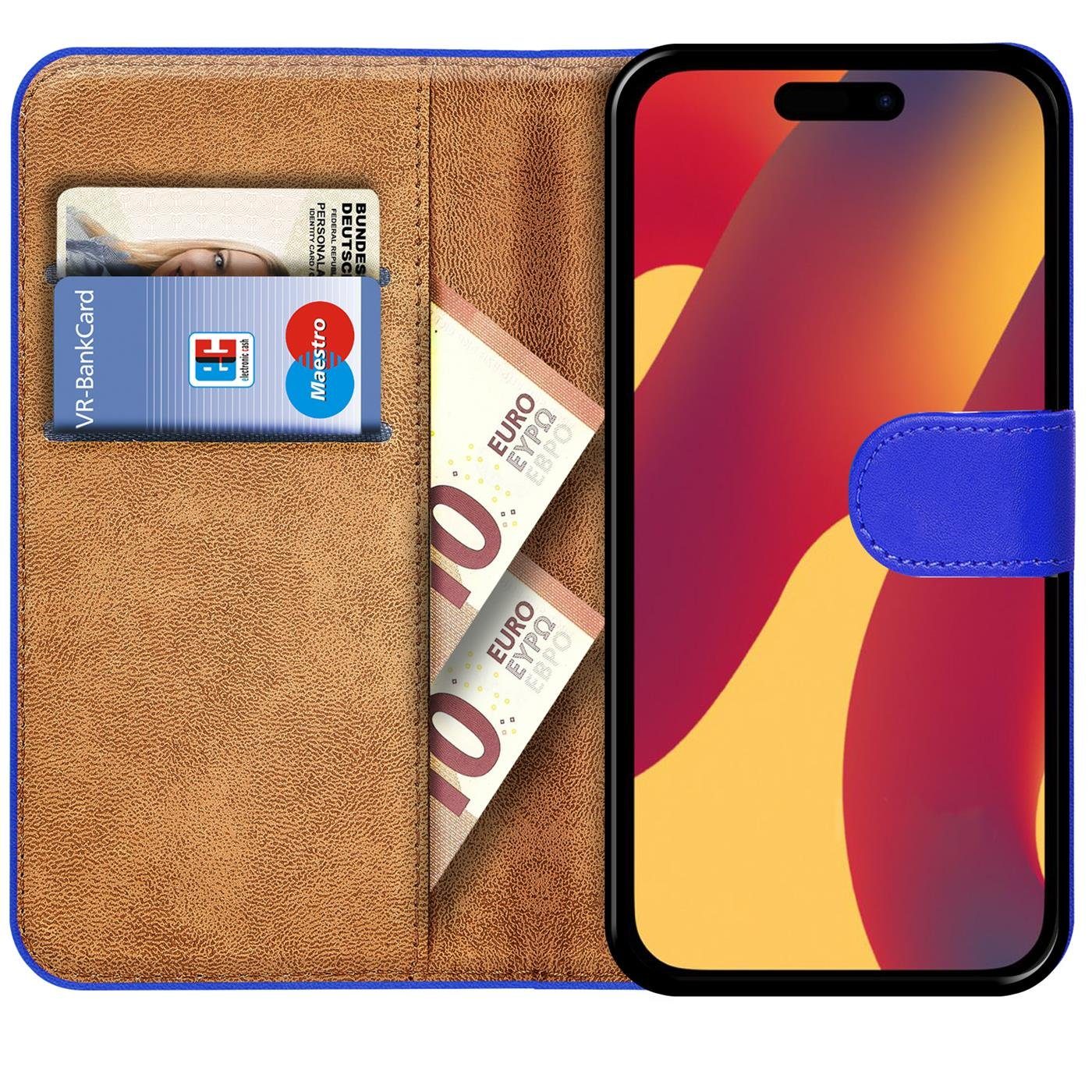 CoolGadget Handyhülle Wallet Klapp Tasche Book Case für Apple iPhone 15 Pro 6,1 Zoll, Hülle Klapphülle Flip Cover Etui Schutzhülle