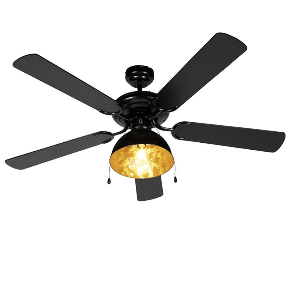 Qazqa Deckenventilator Magna licht88, E27, Schwarz, günstig online kaufen