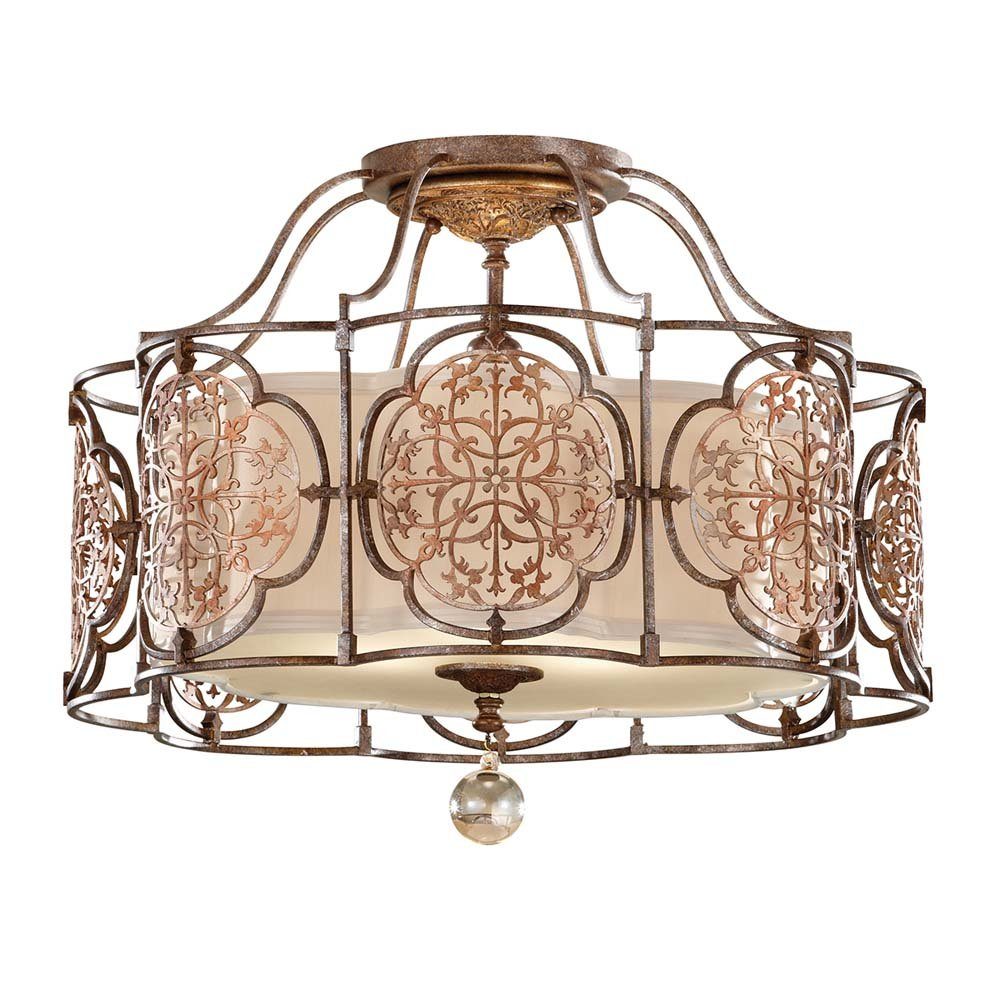 Elstead LIGHTING Deckenleuchte, Leuchtmittel nicht inklusive, Deckenleuchte Wohnzimmerleuchte Lampe Stahl Glas Bronze D 54 cm 3