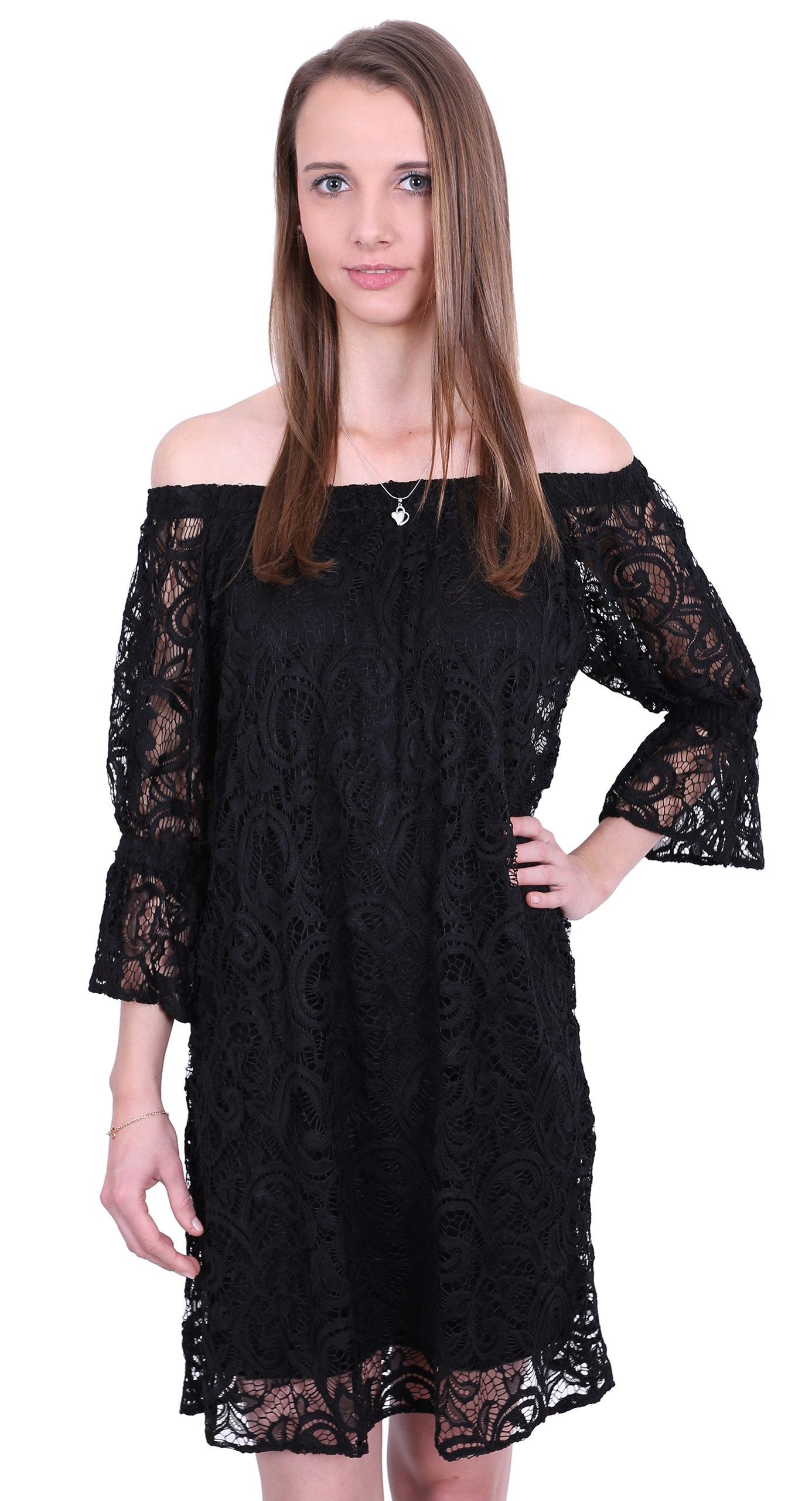 Minikleid John Zack Schwarzes Minikleid aus Spitze M