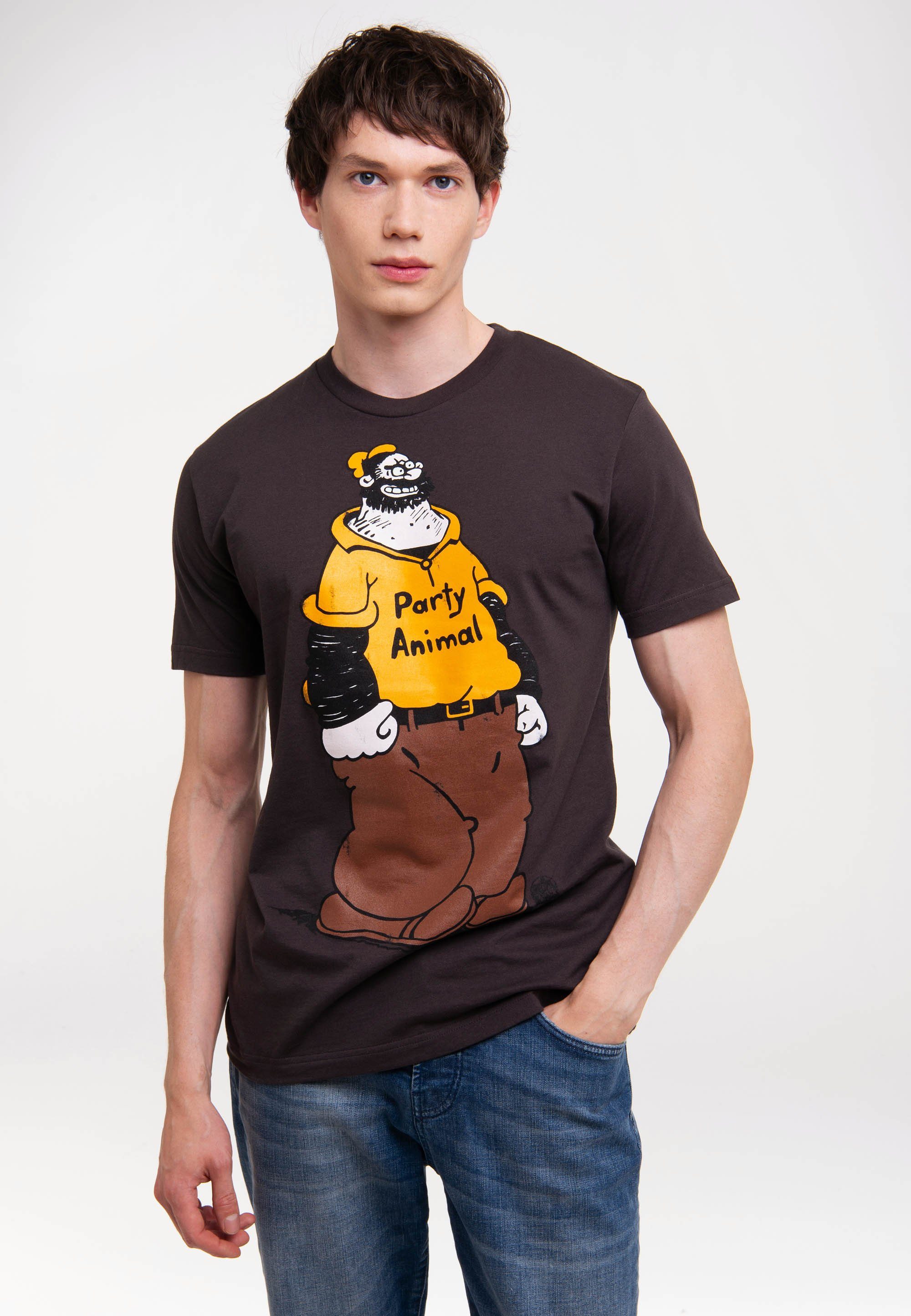 LOGOSHIRT T-Shirt POPEYE Herren Easy - - Shirt Fit-Schnitt PARTY ANIMAL Party-Animal in mit Print, für Witziges lustigem